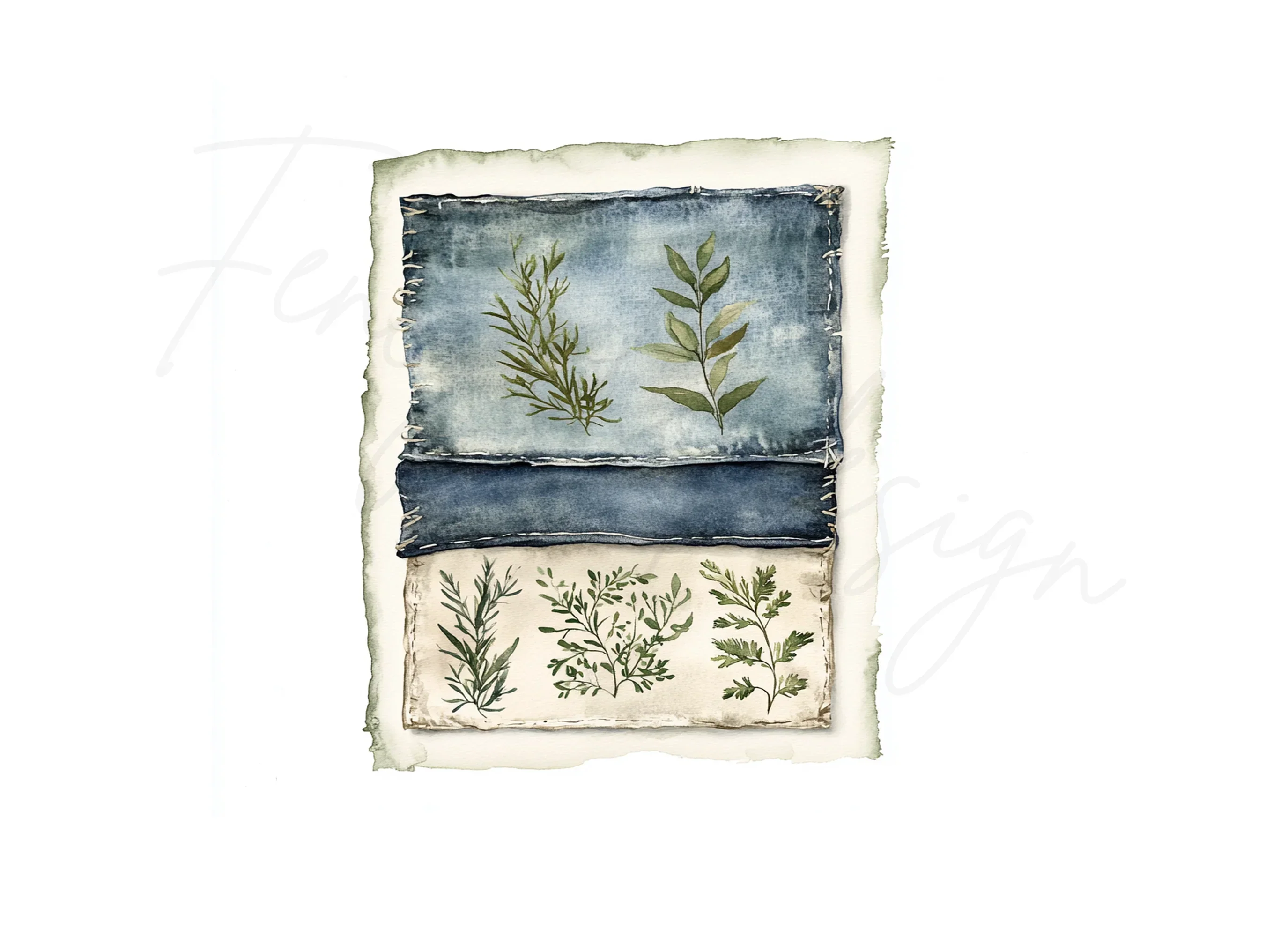 Blue Botanical Clipart Bundle - Image 3