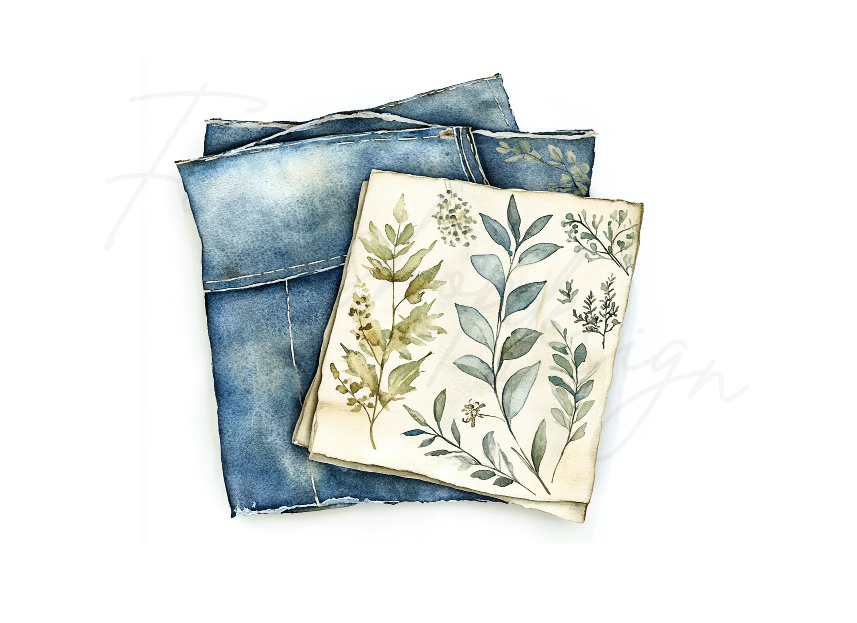 Blue Botanical Clipart Bundle - Image 4