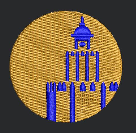 Blue Building Embroidery Design