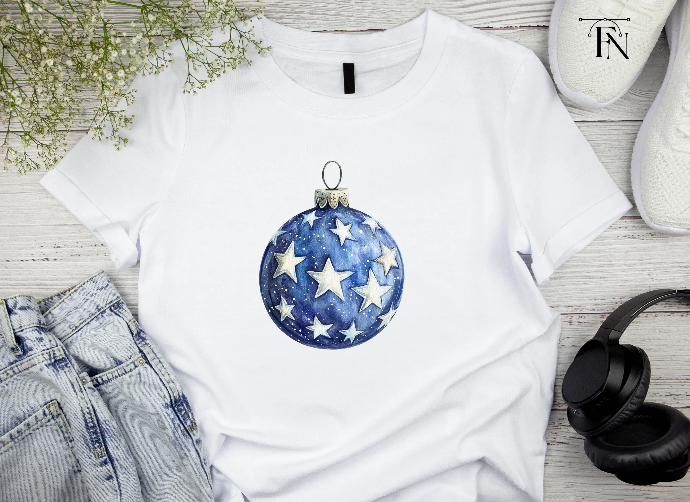 Blue Christmas Ornaments Clipart Bundle - Image 4