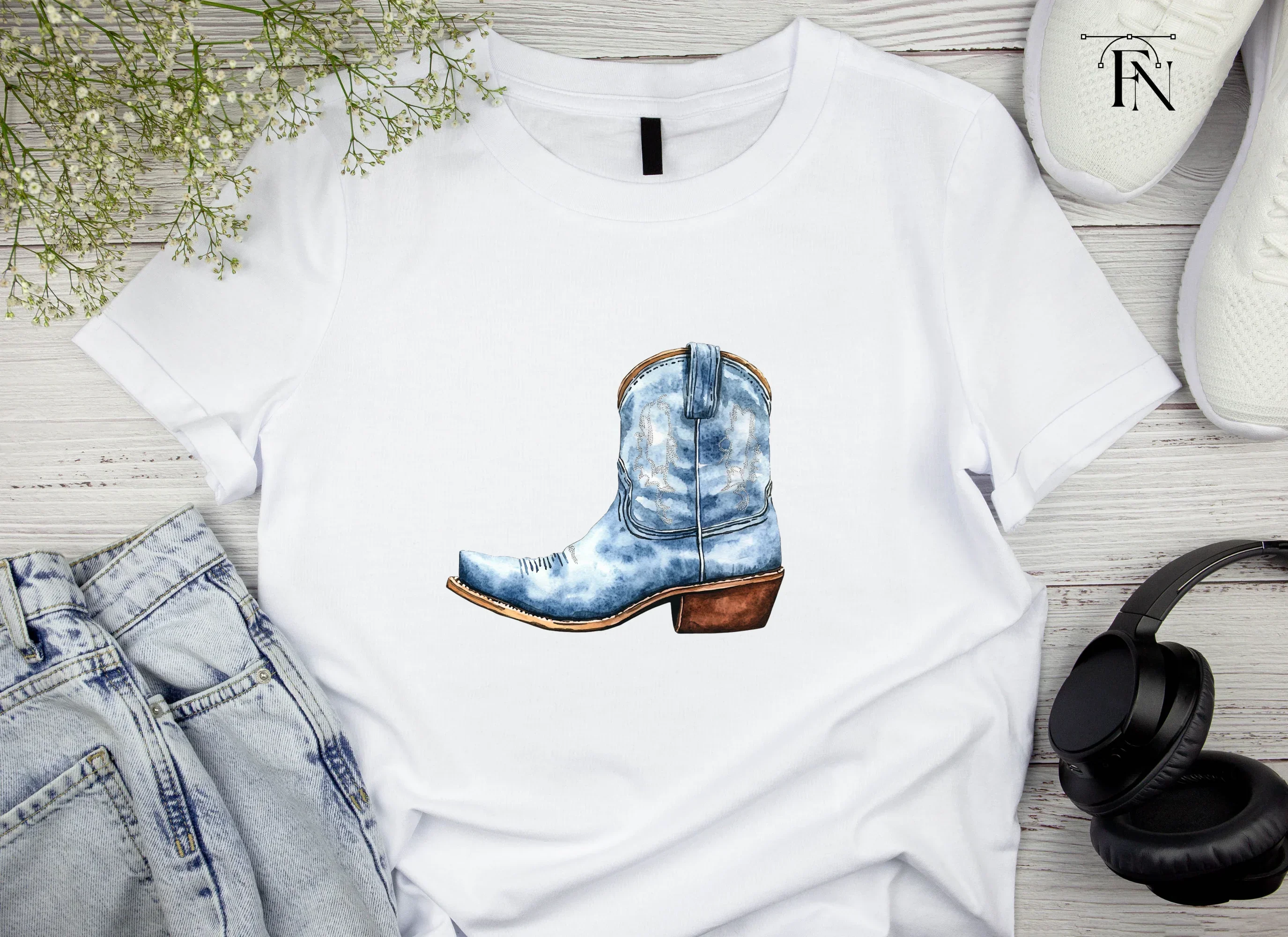 Blue Cowboy Boots Clipart Bundle - Image 3