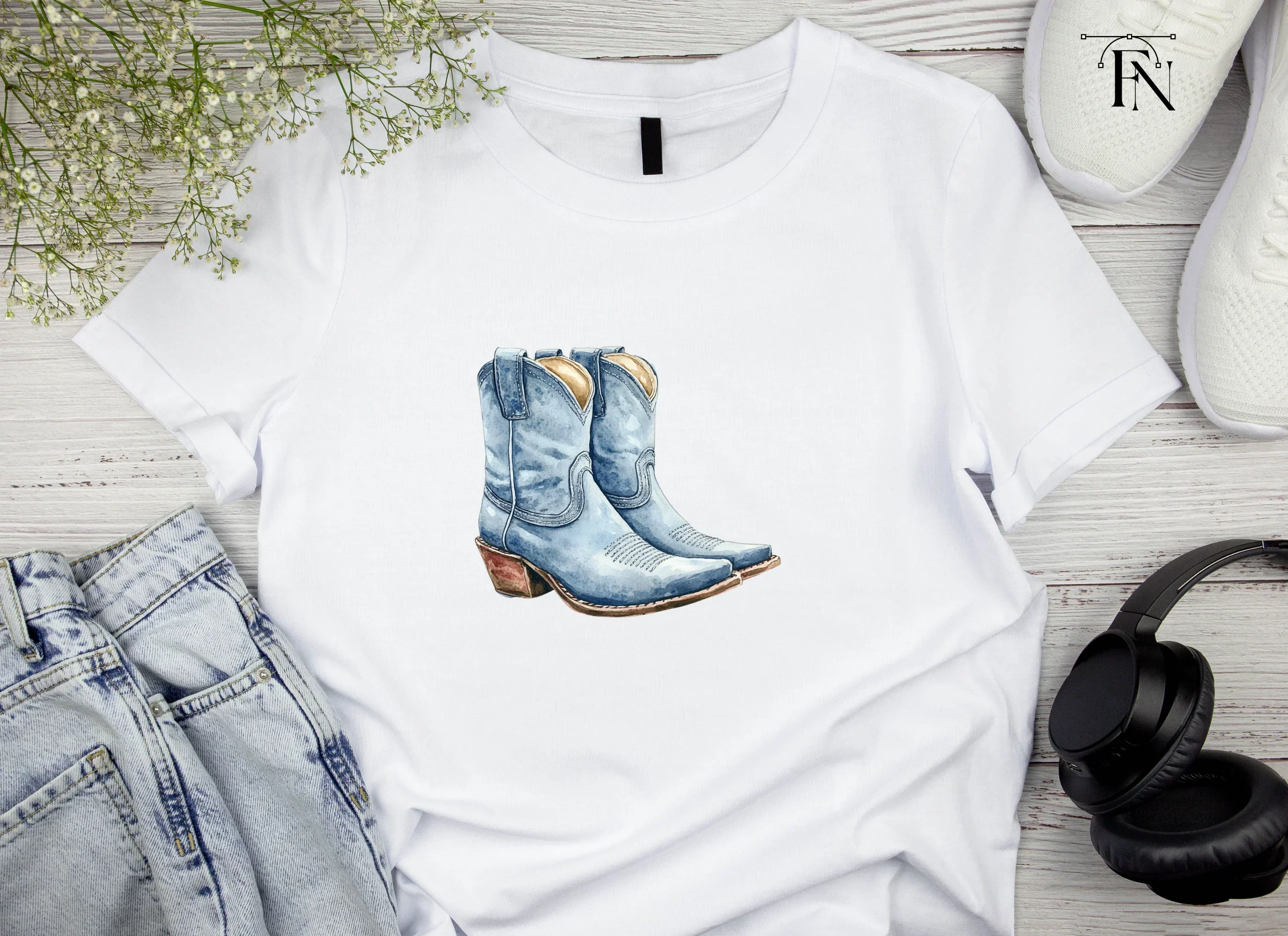 Blue Cowboy Boots Clipart Bundle - Image 4