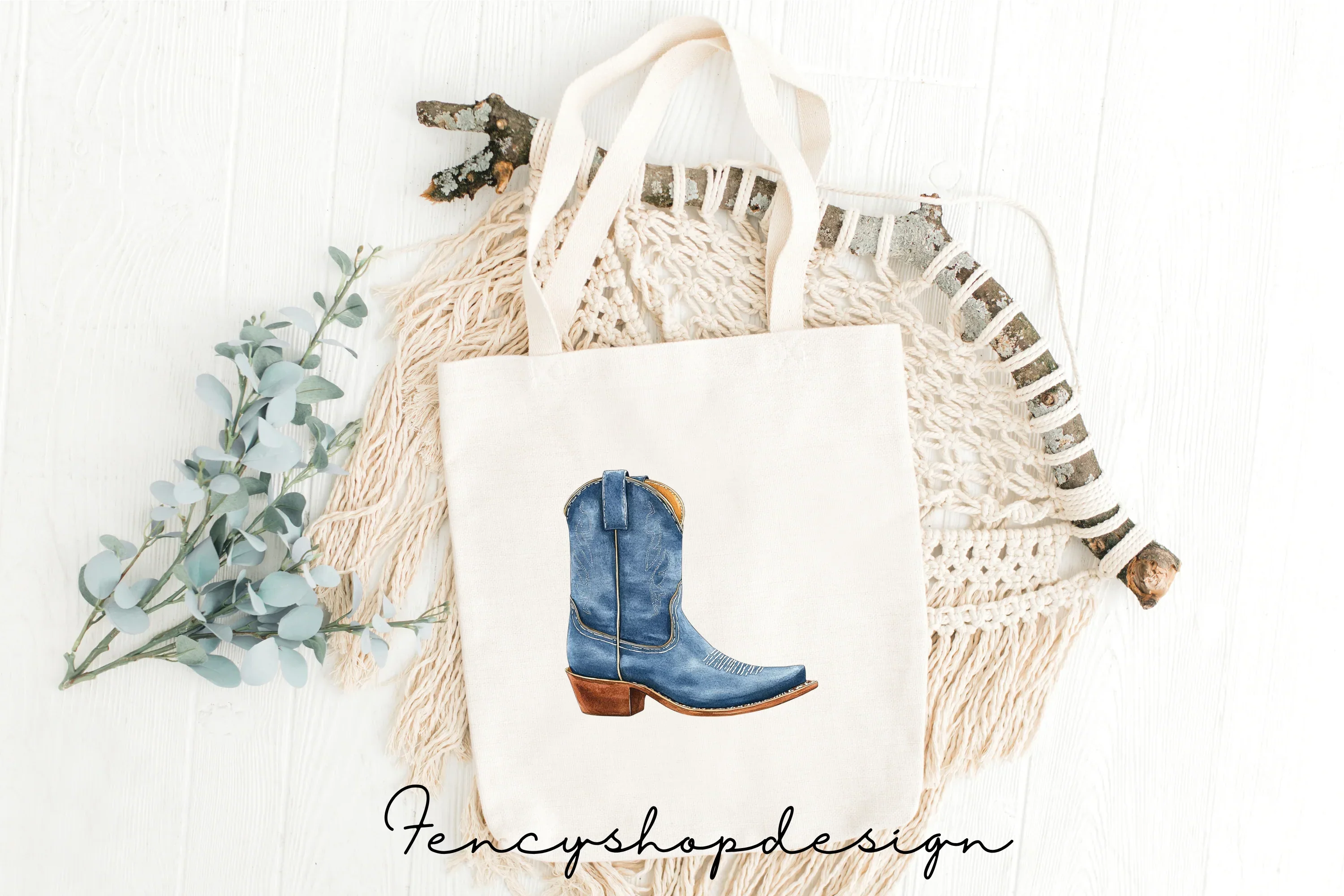 Blue Cowboy Boots Clipart Bundle - Image 8
