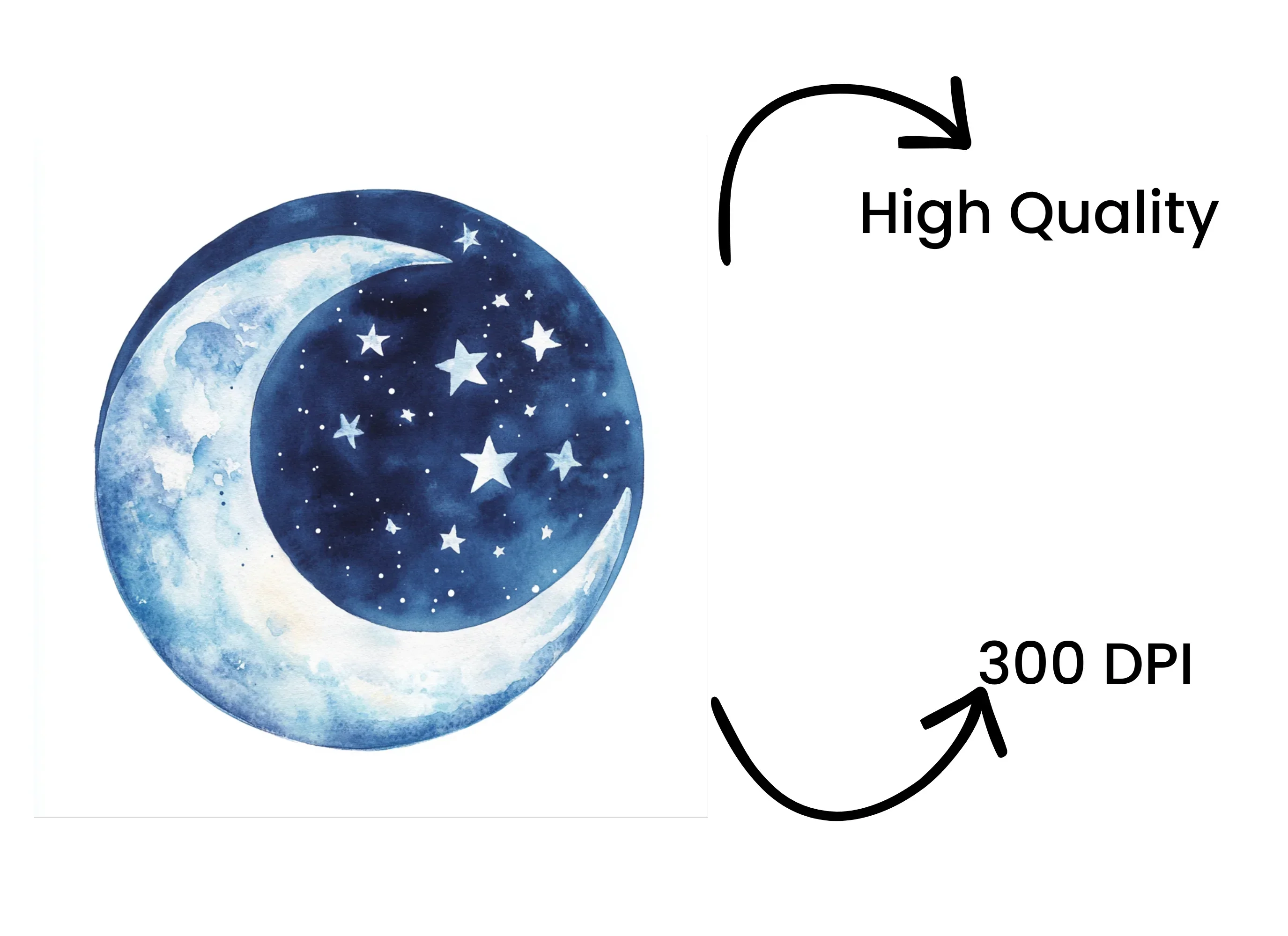 Blue Crescent Moon Stars Clipart Bundle - Image 3