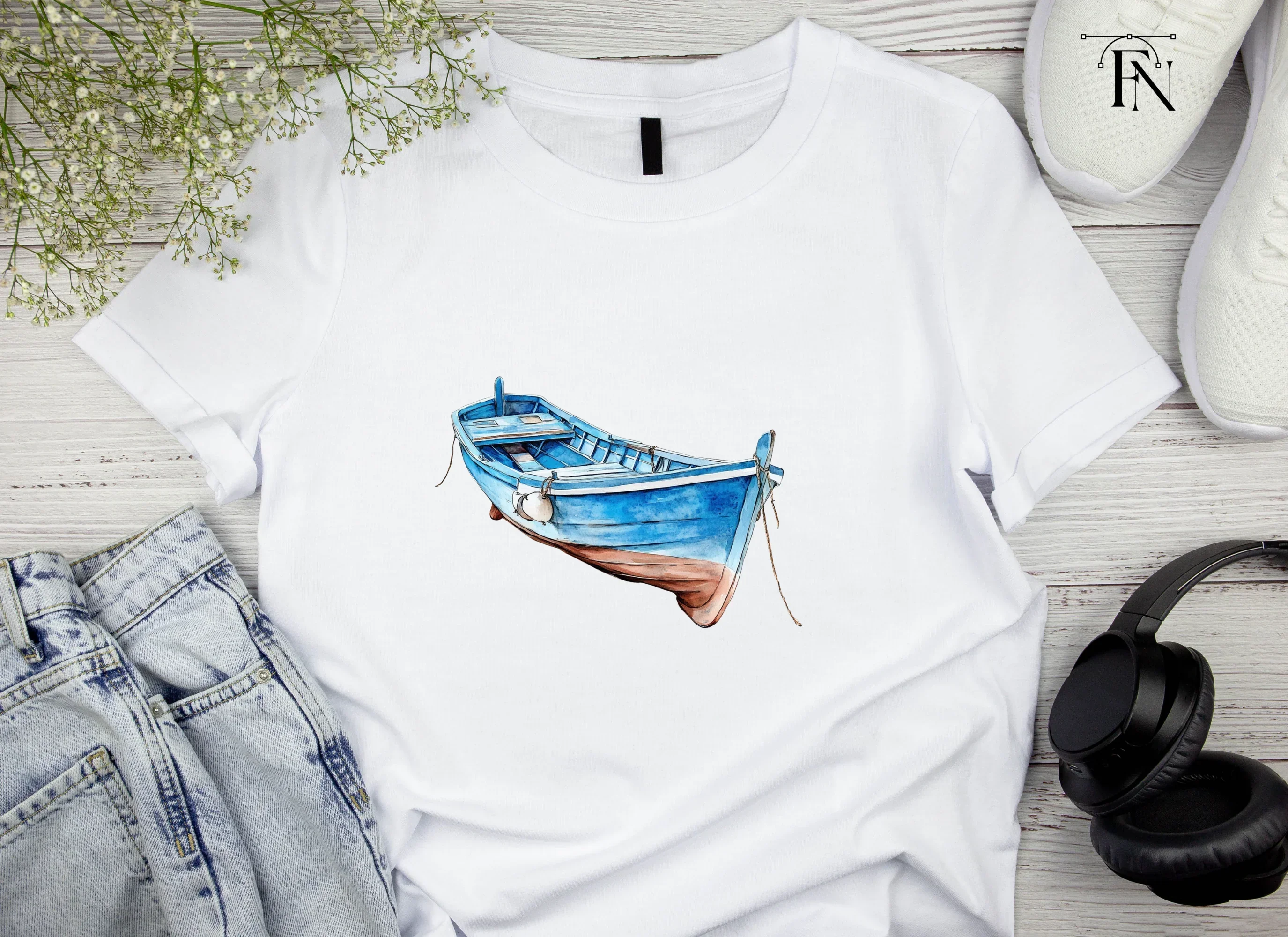 Blue Fishing Boats Clipart Bundle - Image 3