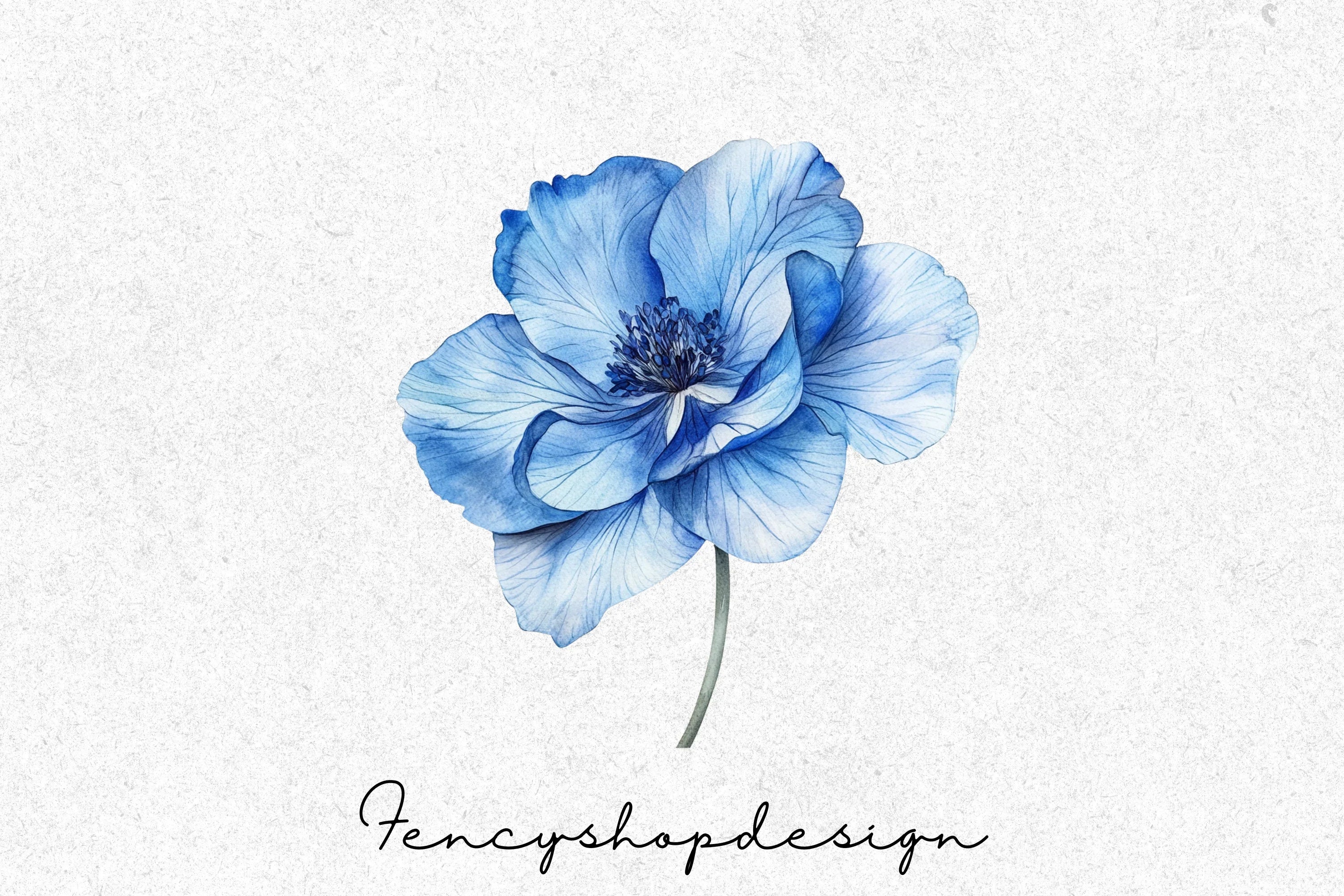 Blue Floral Clipart Bundle - Image 7