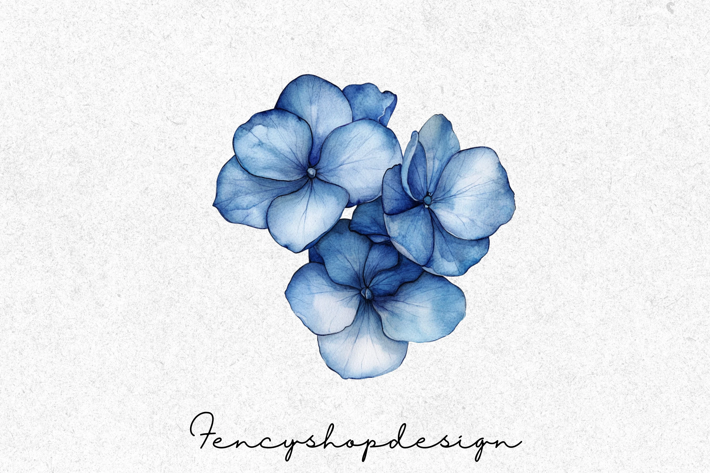 Blue Floral Clipart Bundle - Image 3