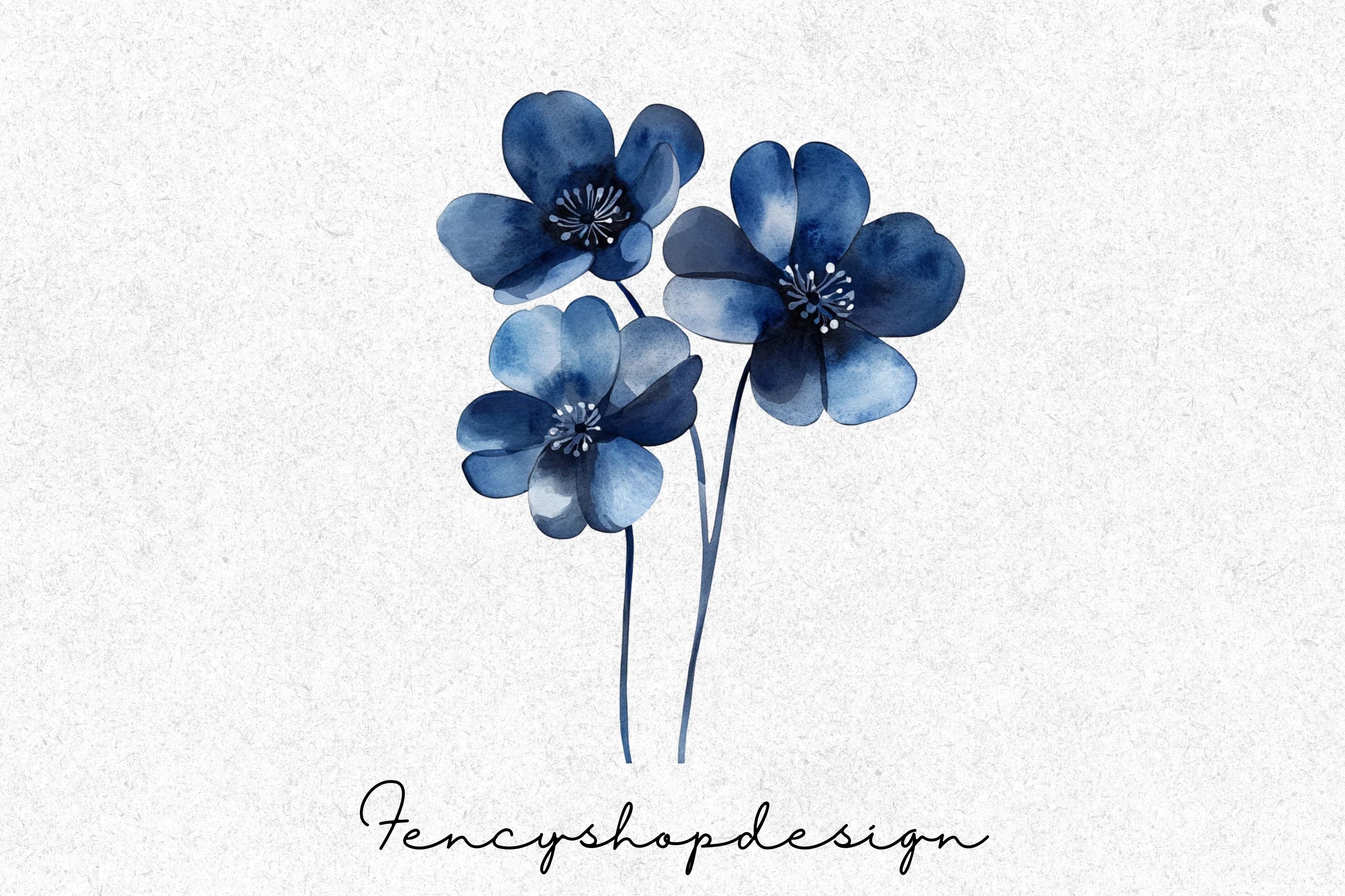 Blue Floral Clipart Bundle - Image 4