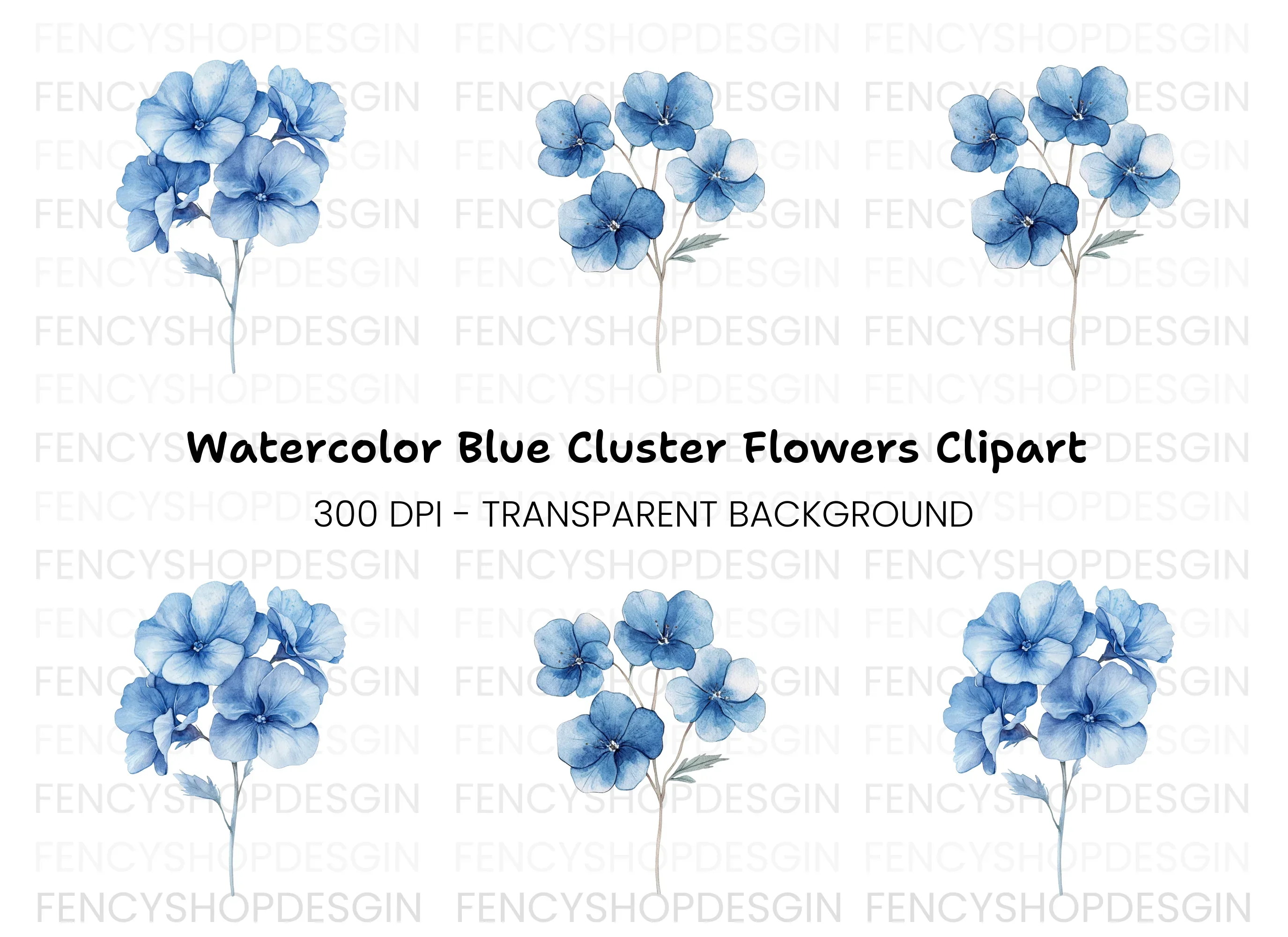 Blue Hydrangea Clipart Bundle