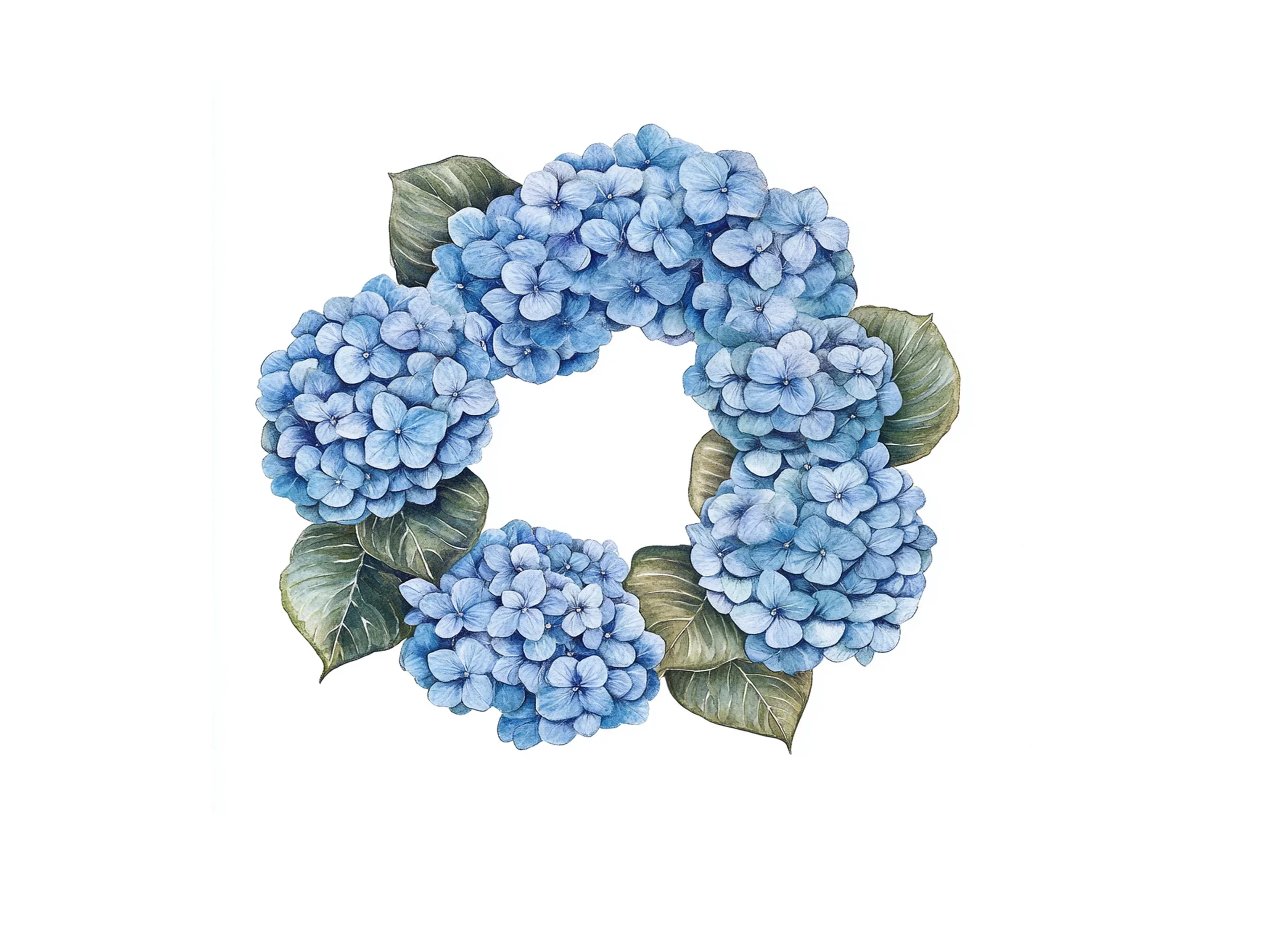 Blue Hydrangea Wreath Clipart Bundle - Image 3