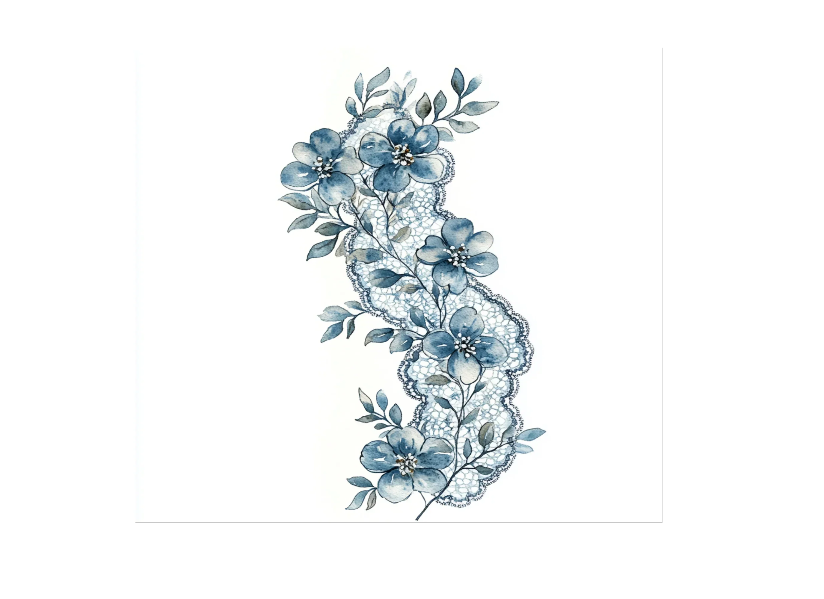 Blue Lace and Floral Clipart Bundle - Image 3