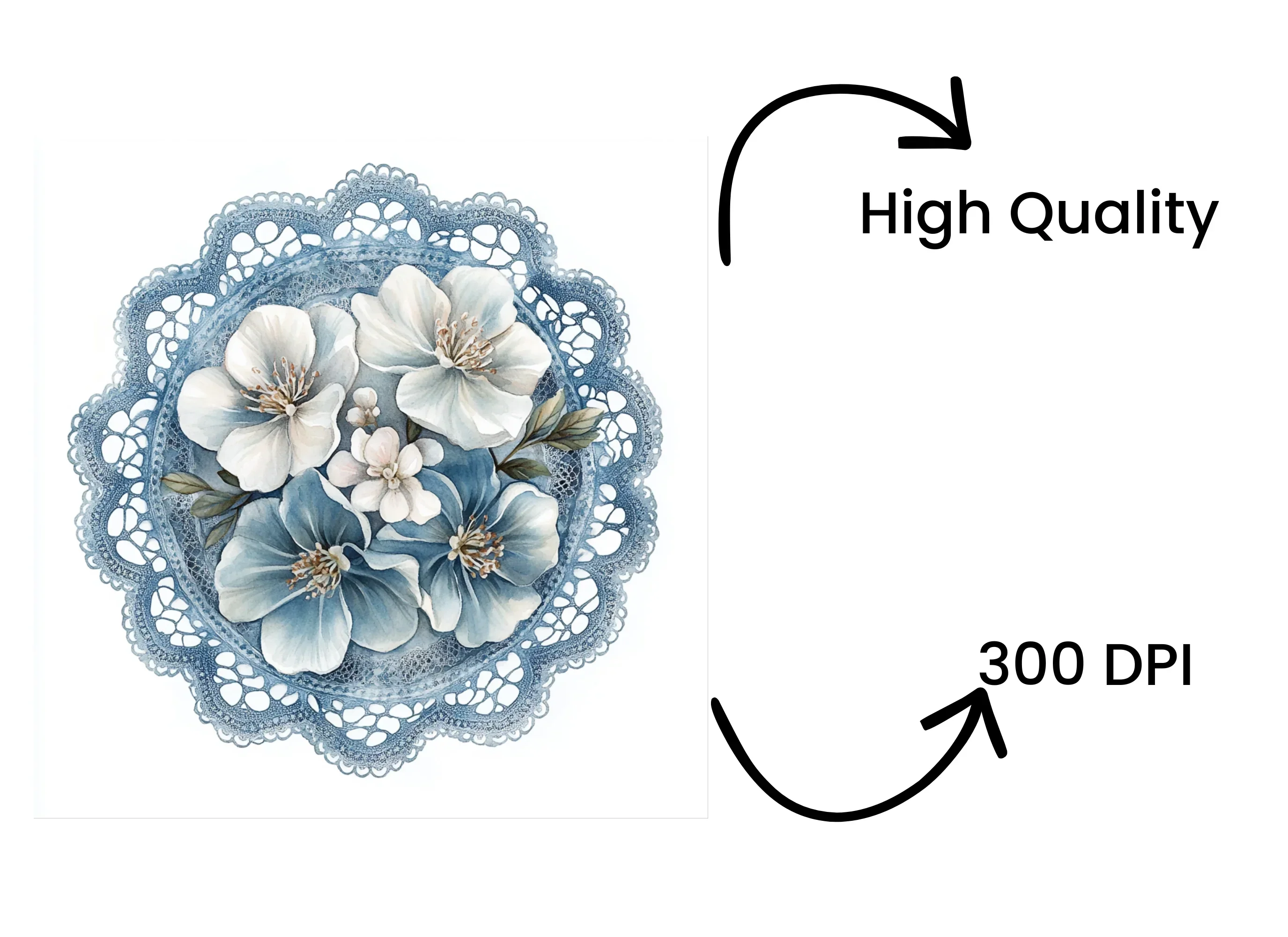 Blue Lace and Floral Clipart Bundle - Image 4