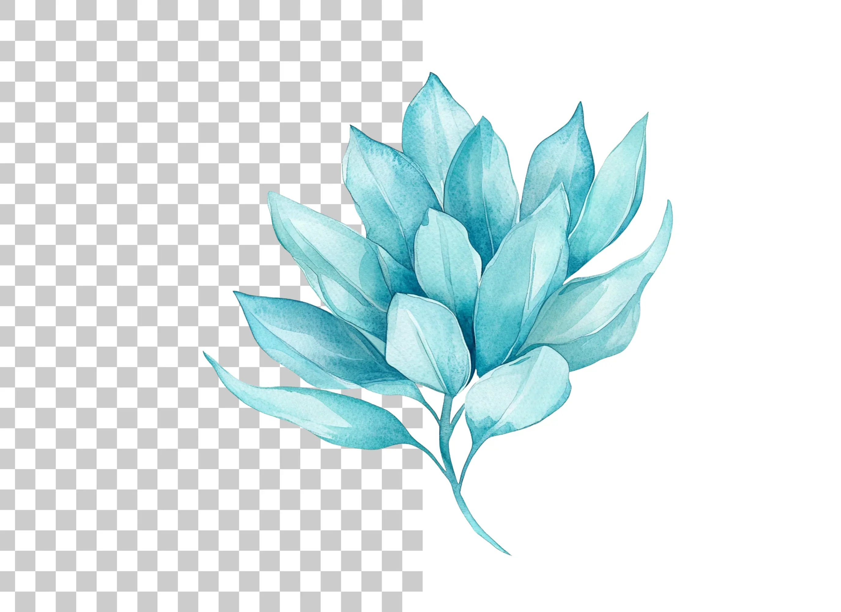 Blue Leaves Branch Clipart Bundle - Image 6