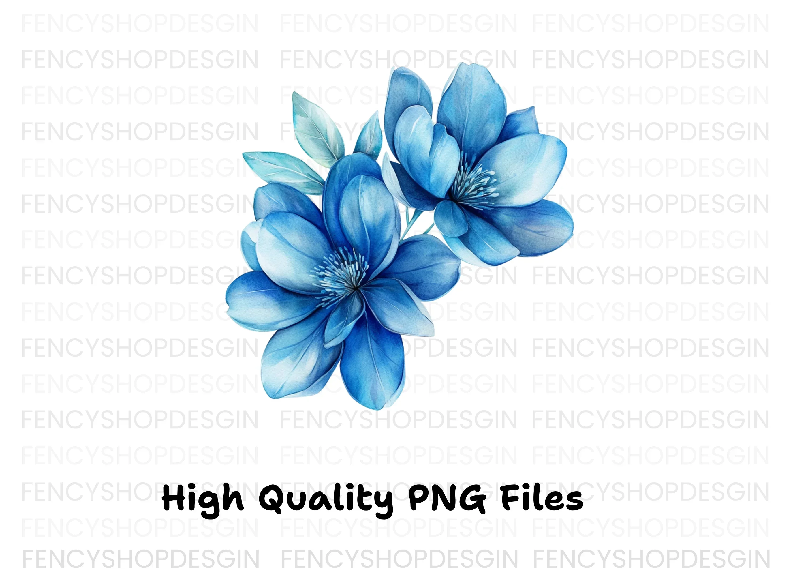 Blue Magnolia Flowers Clipart Bundle - Image 3