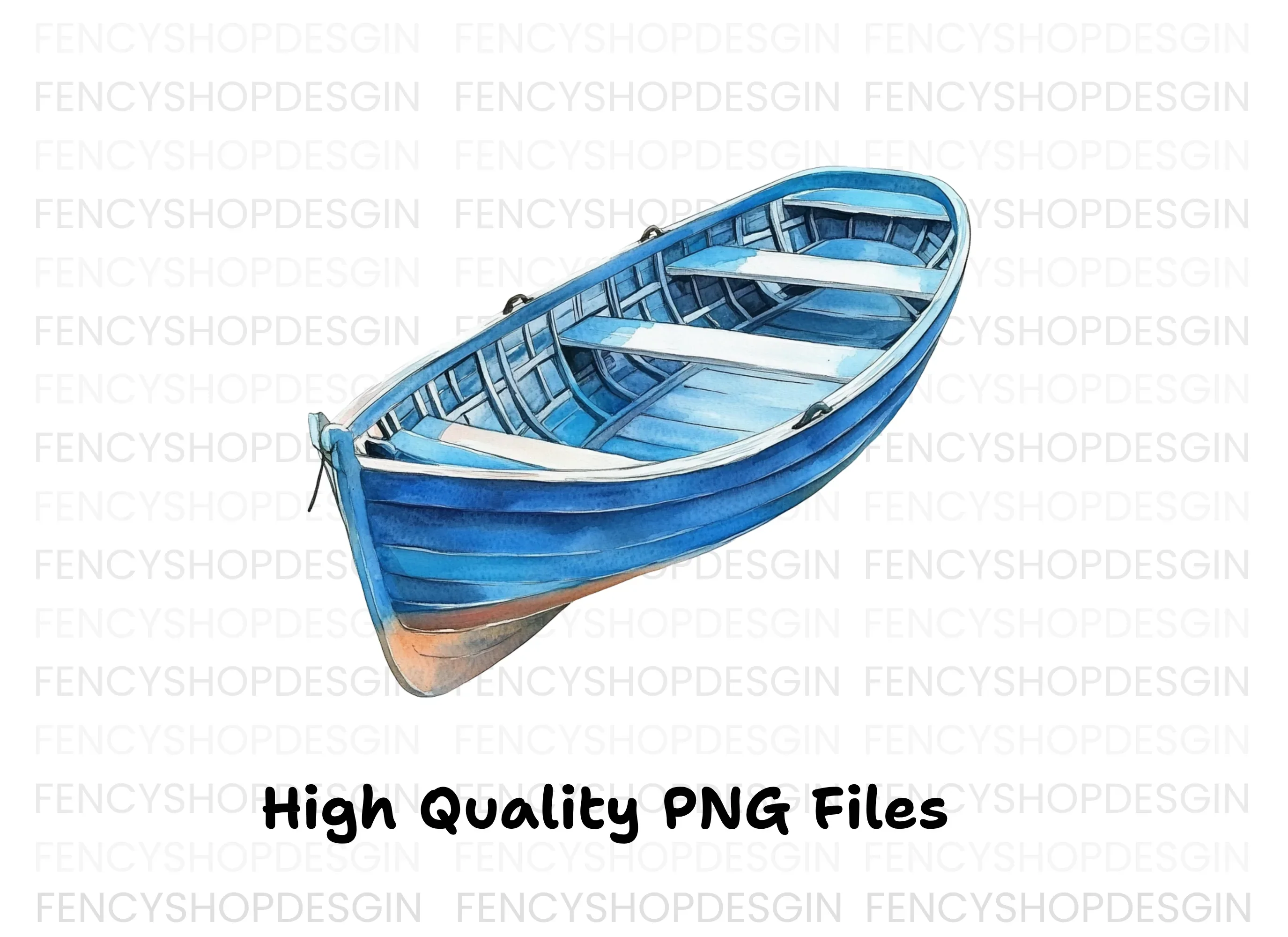 Blue Rowboat Clipart Bundle - Image 3