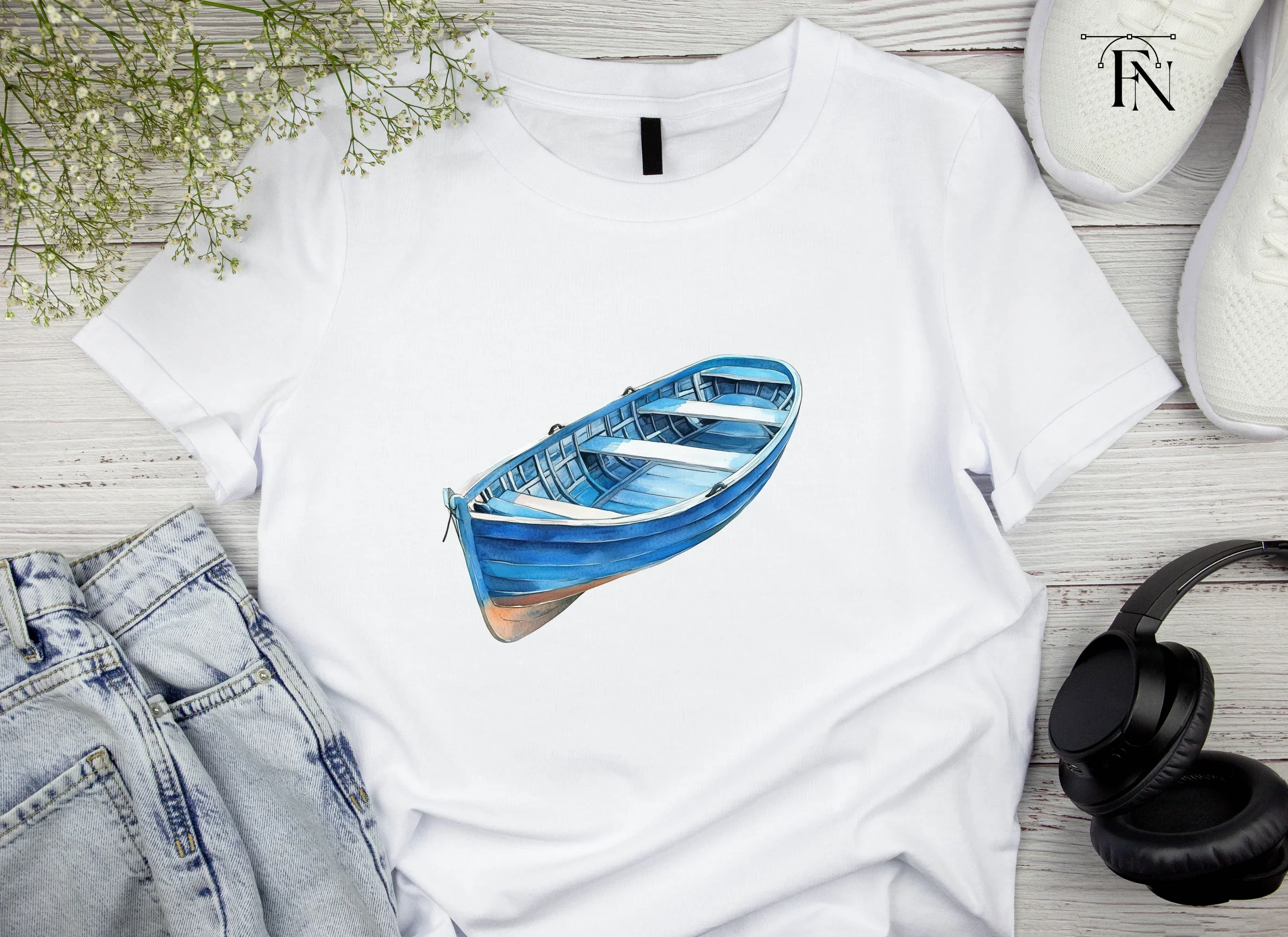 Blue Rowboat Clipart Bundle - Image 4