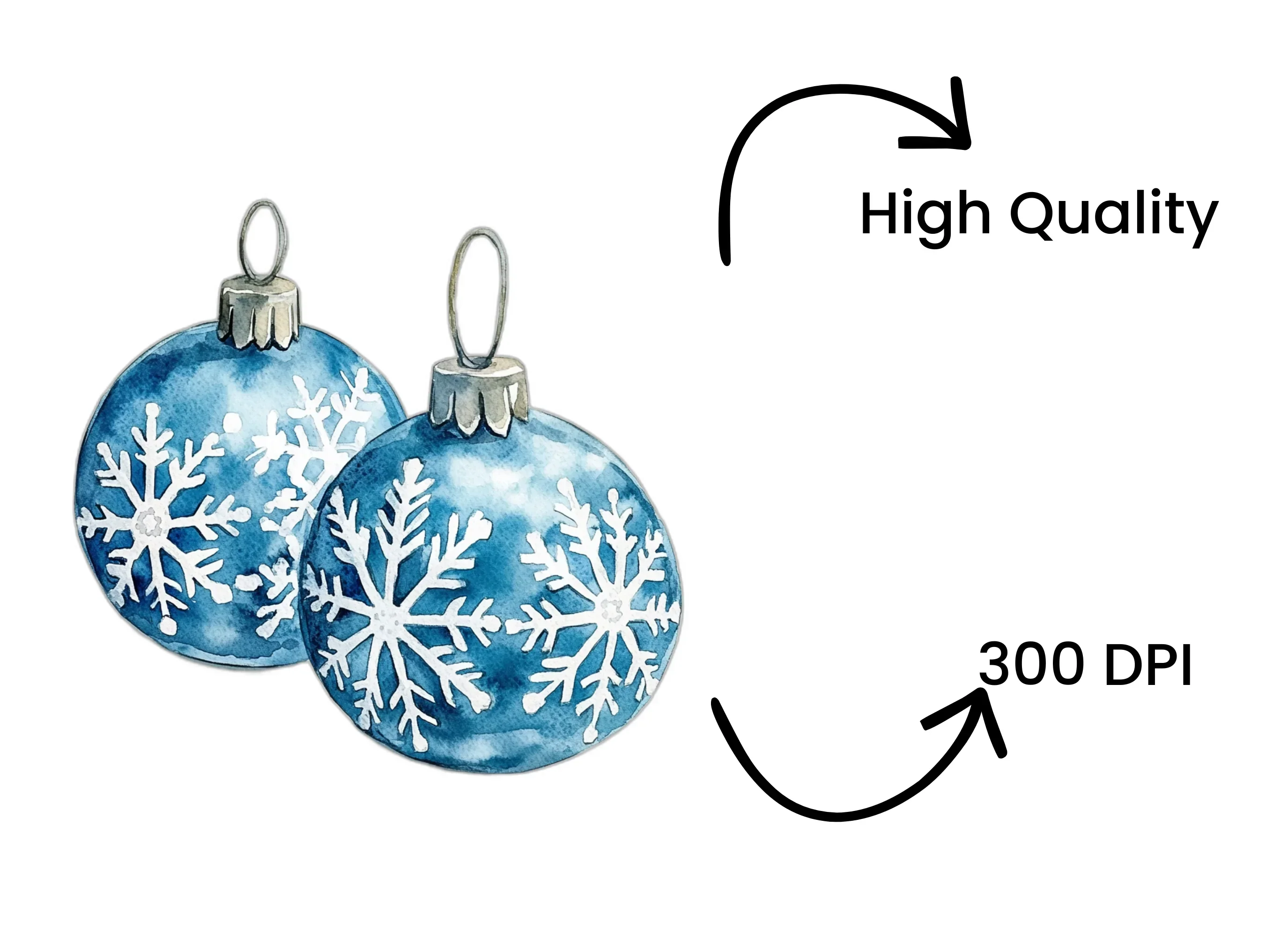 Blue Snowflake Christmas Baubles Clipart Bundle - Image 4