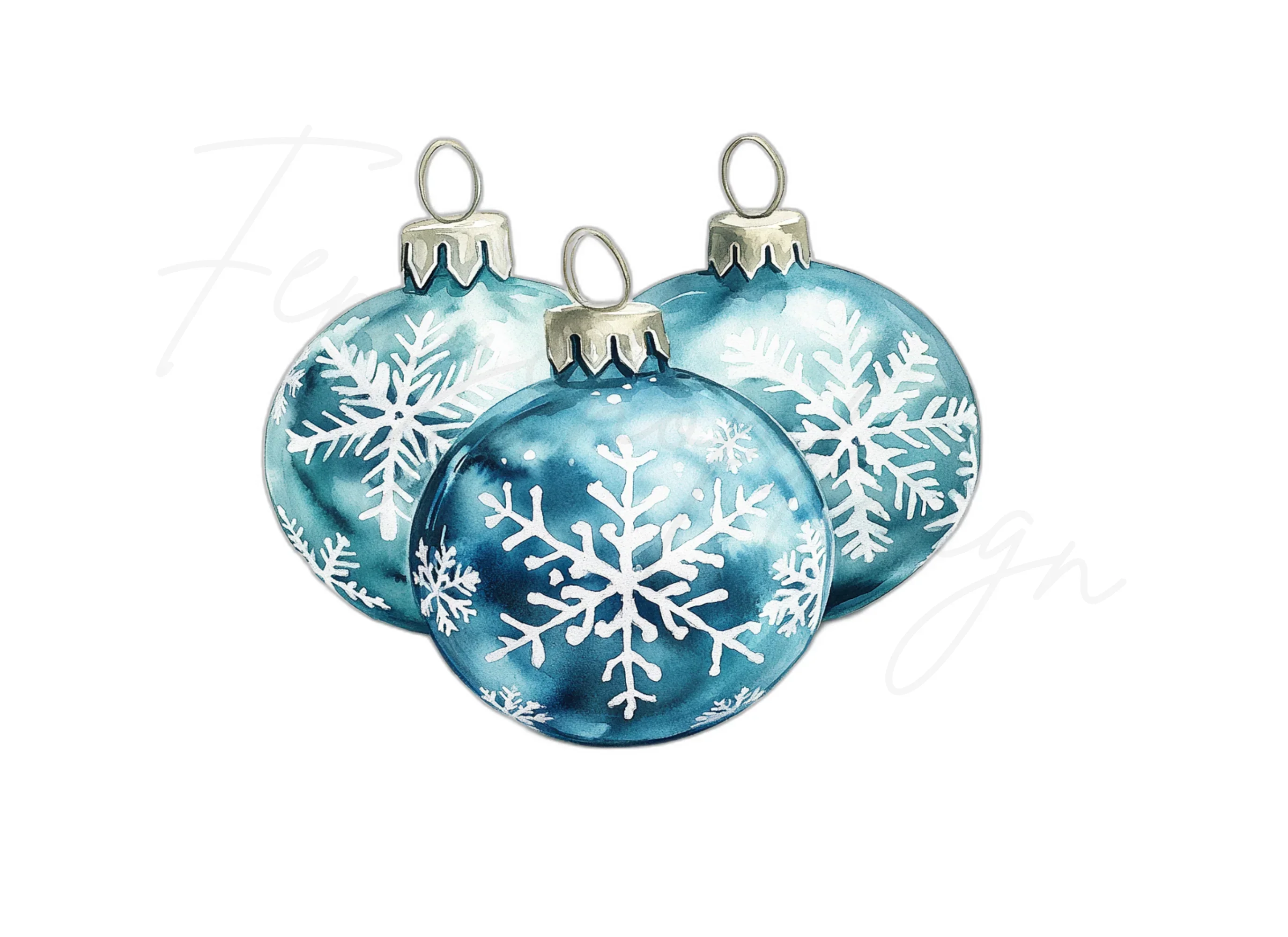 Blue Snowflake Ornaments Clipart Bundle - Image 2