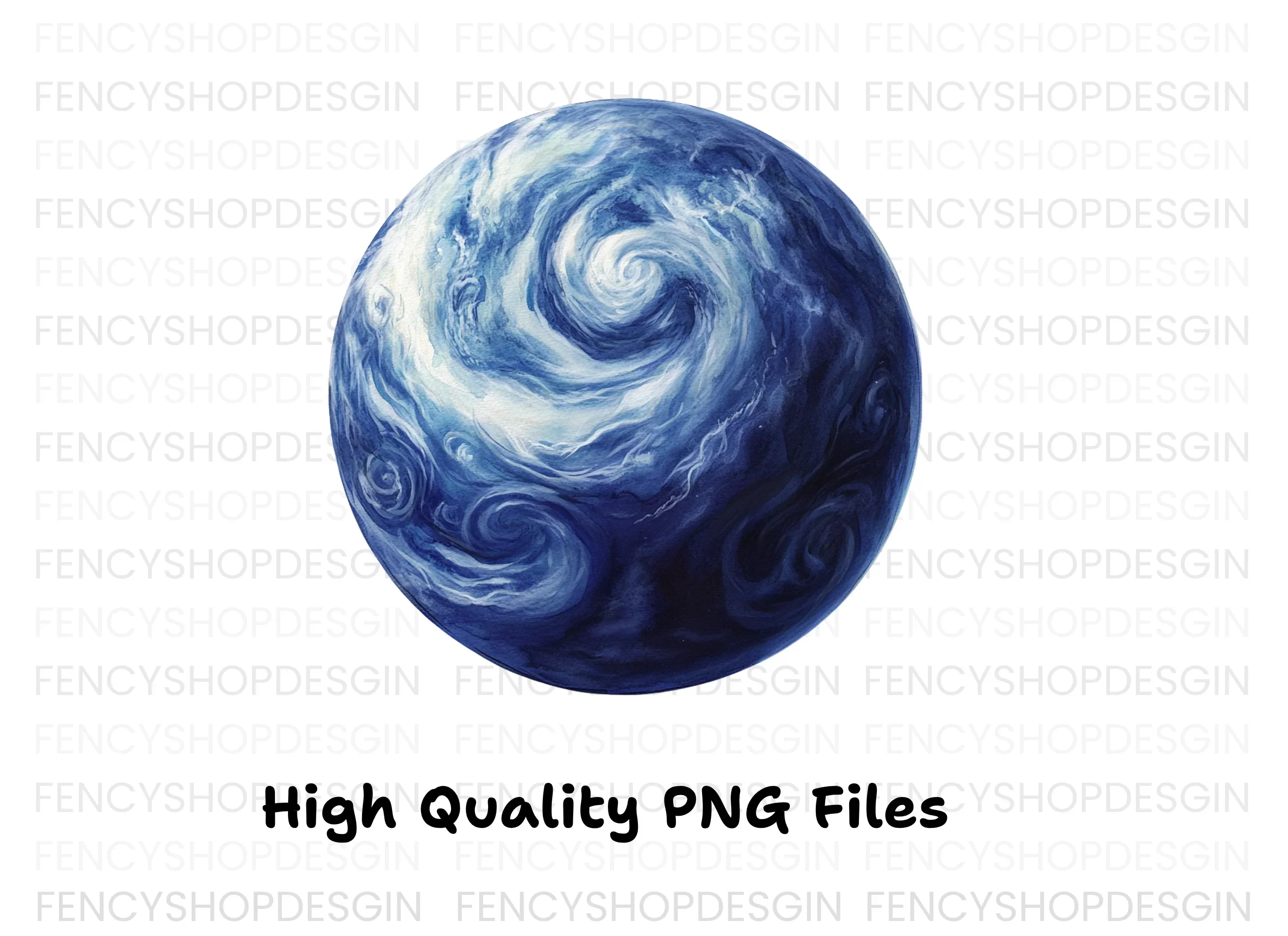 Blue Swirling Abstract Planet Clipart Bundle - Image 2