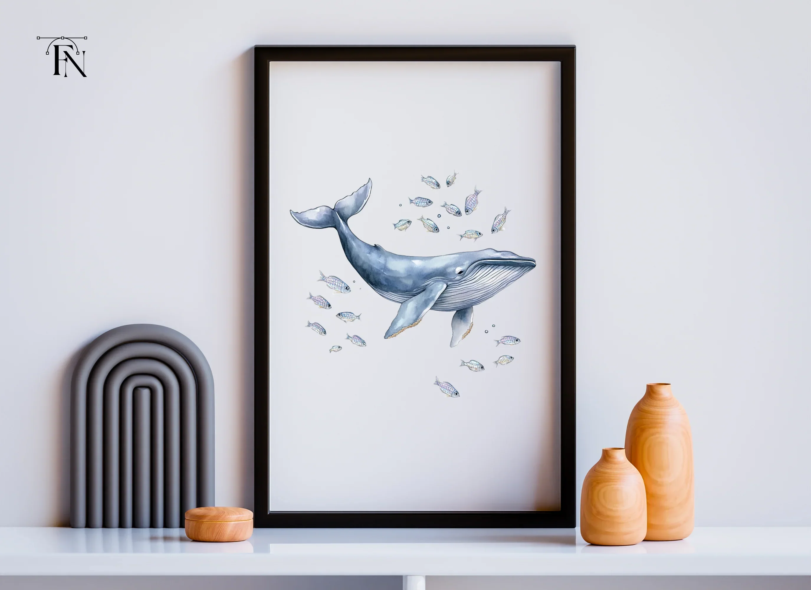 Blue Whale and Fish Ocean Clipart Bundle - Image 6