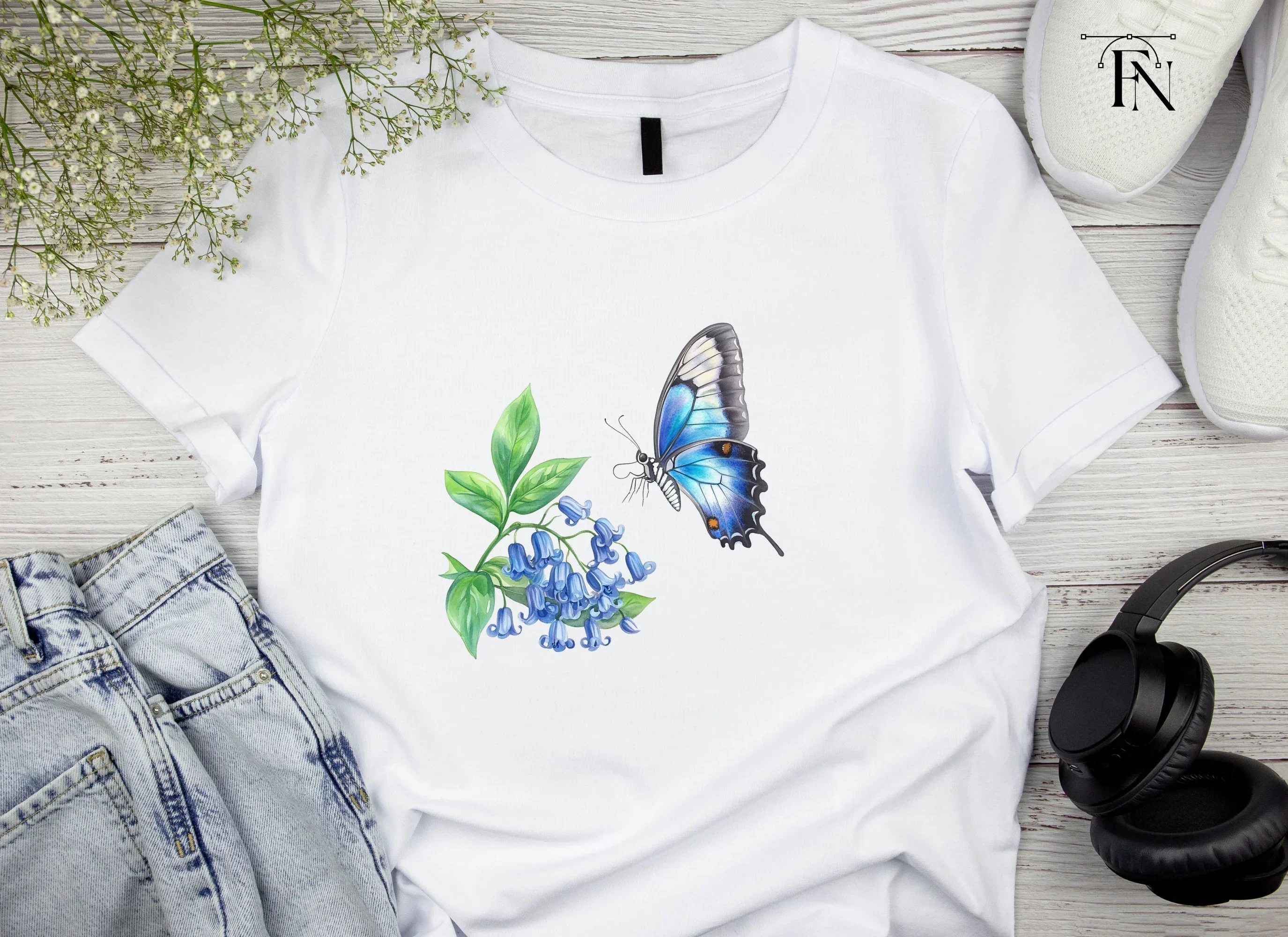 Bluebell Flowers and Butterfly Clipart Bundle - Image 4