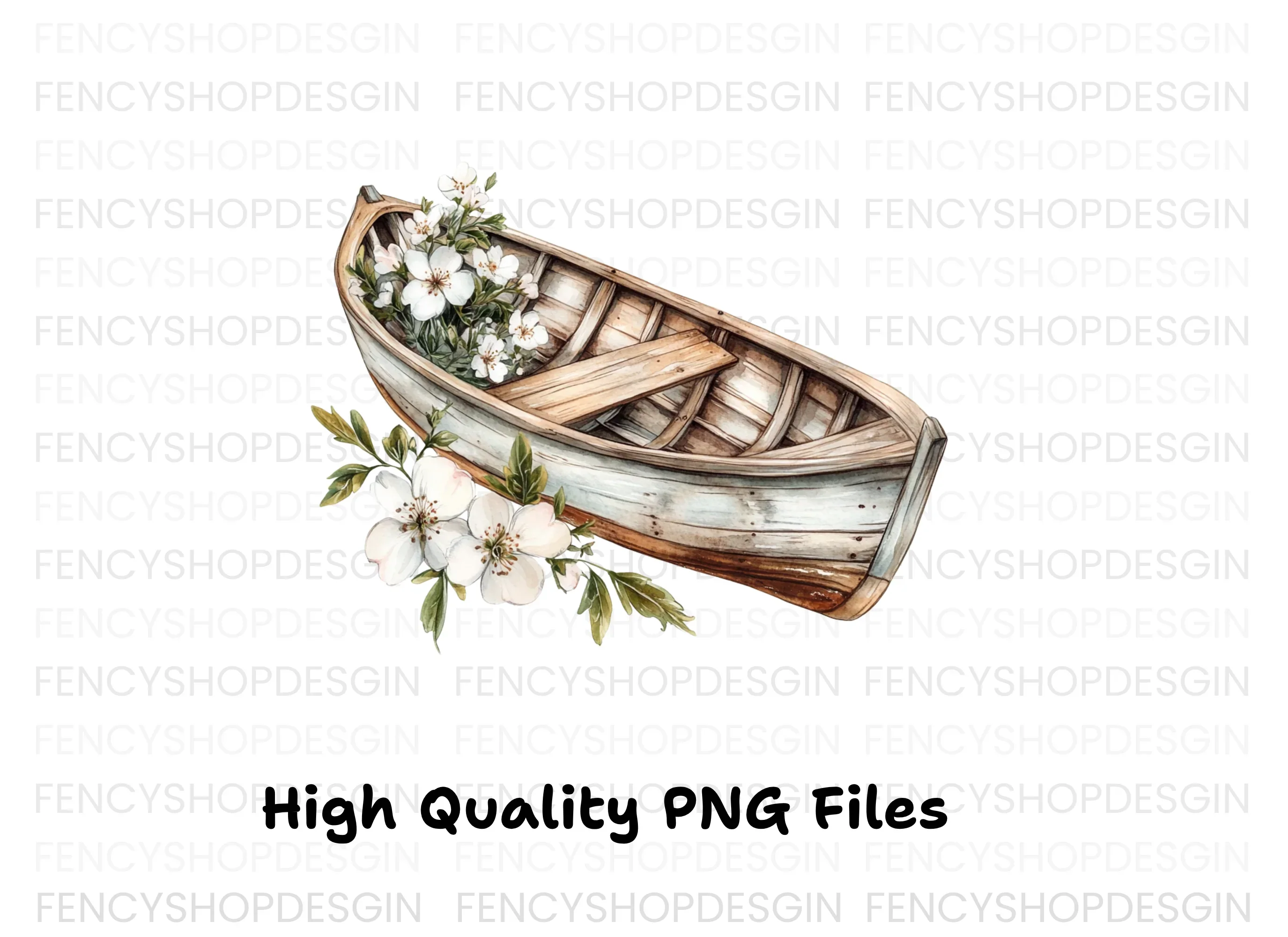 Boat with White Flowers Clipart Bundle - Image 2
