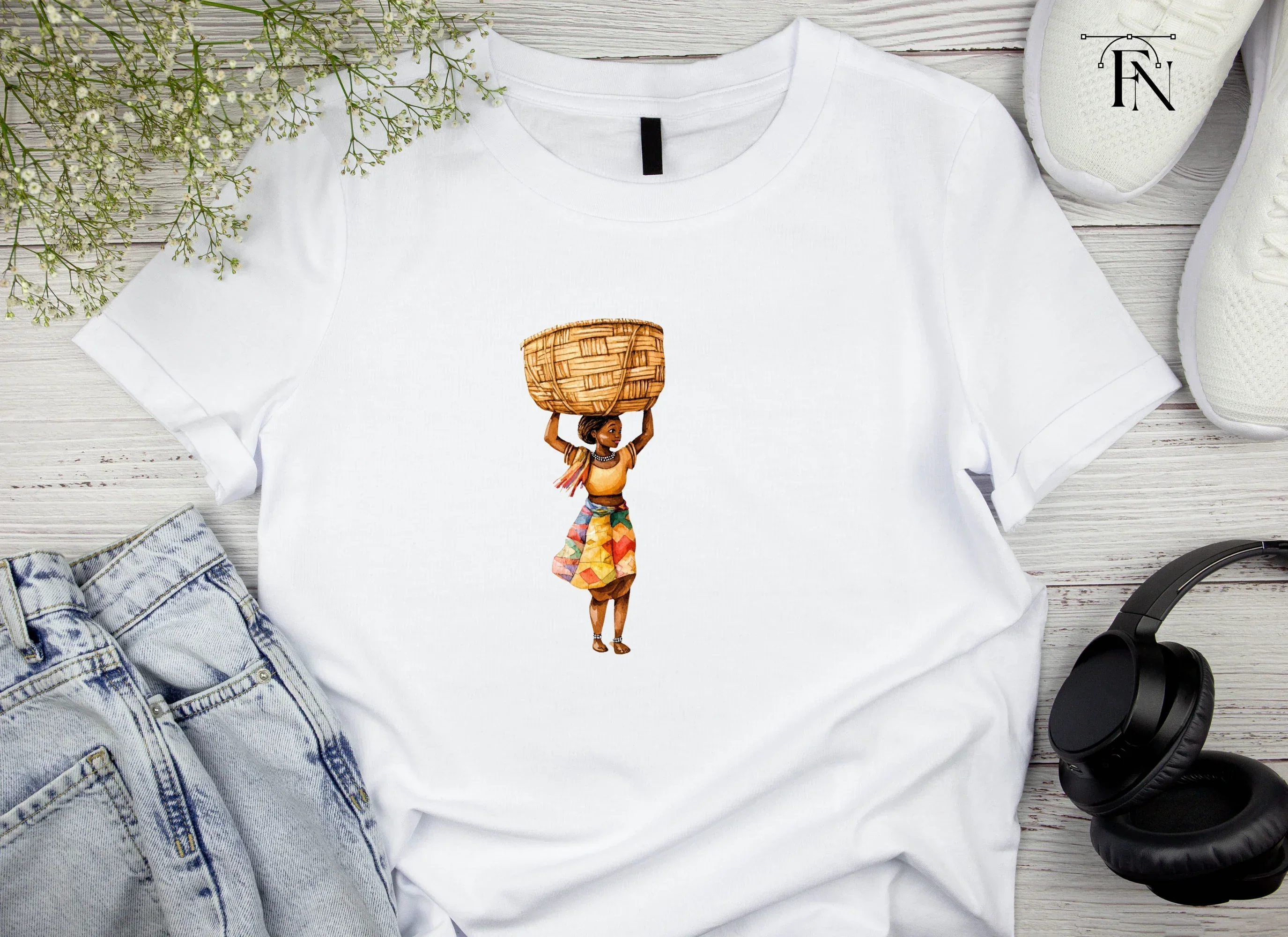 Body Woman with Basket on Head Clipart Bundle - Image 4
