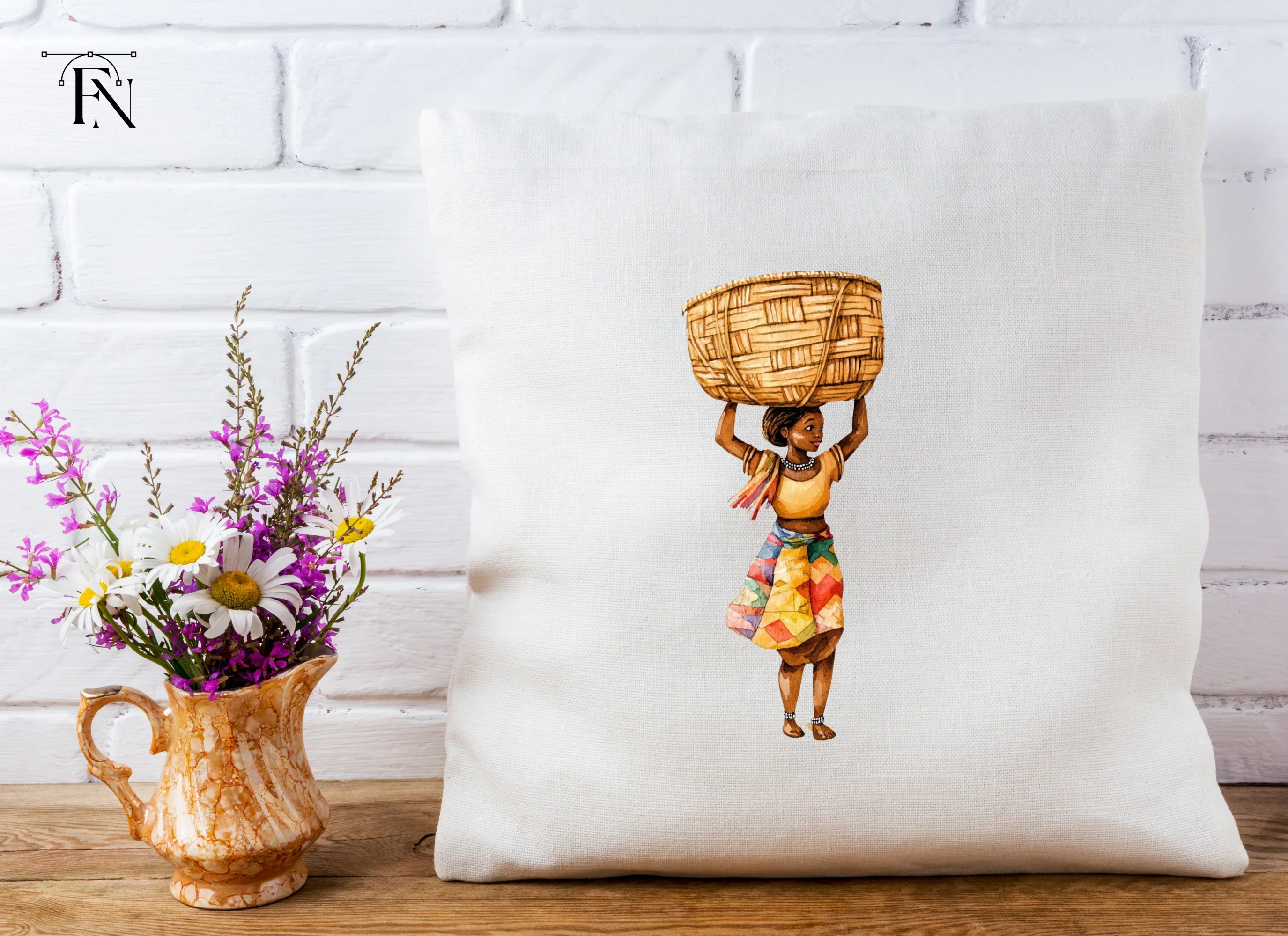Body Woman with Basket on Head Clipart Bundle - Image 5