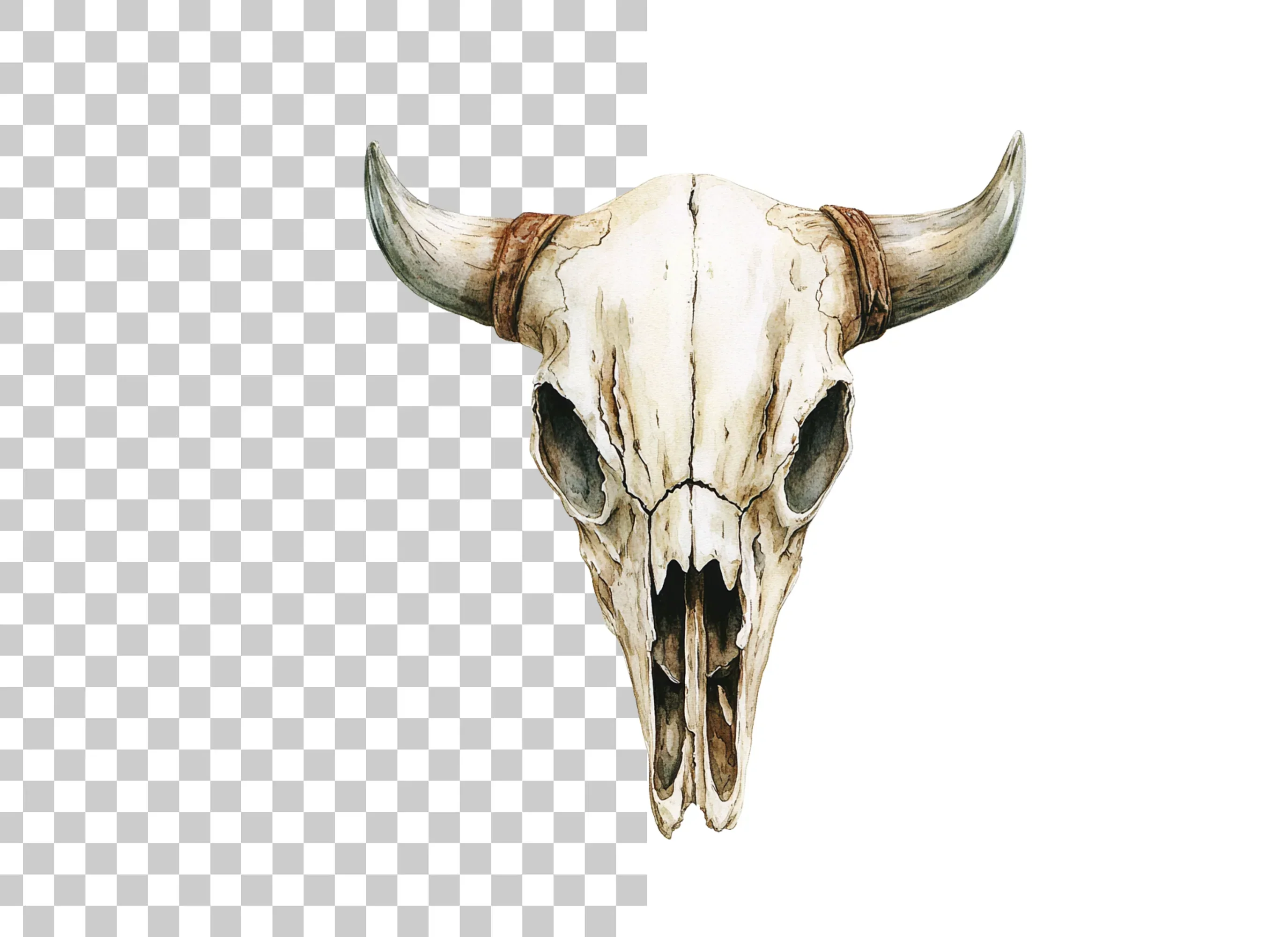 Boho Bull Skull Clipart Bundle - Image 2