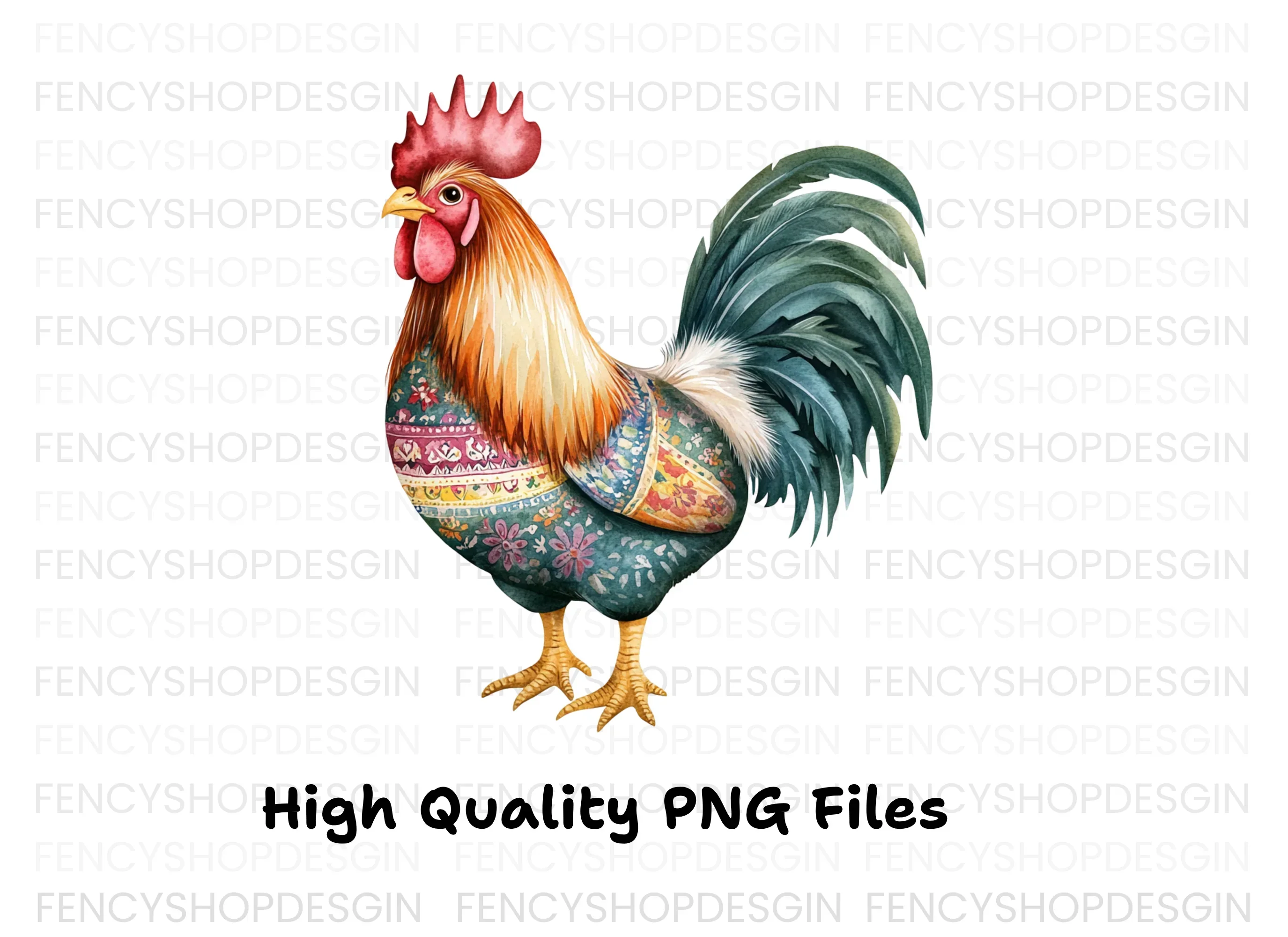 Boho Chic Rooster Clipart Bundle - Image 2