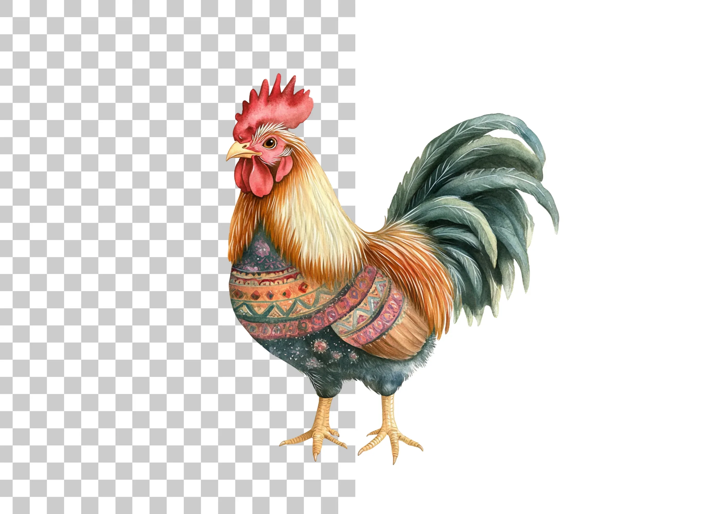 Boho Chic Rooster Clipart Bundle - Image 6