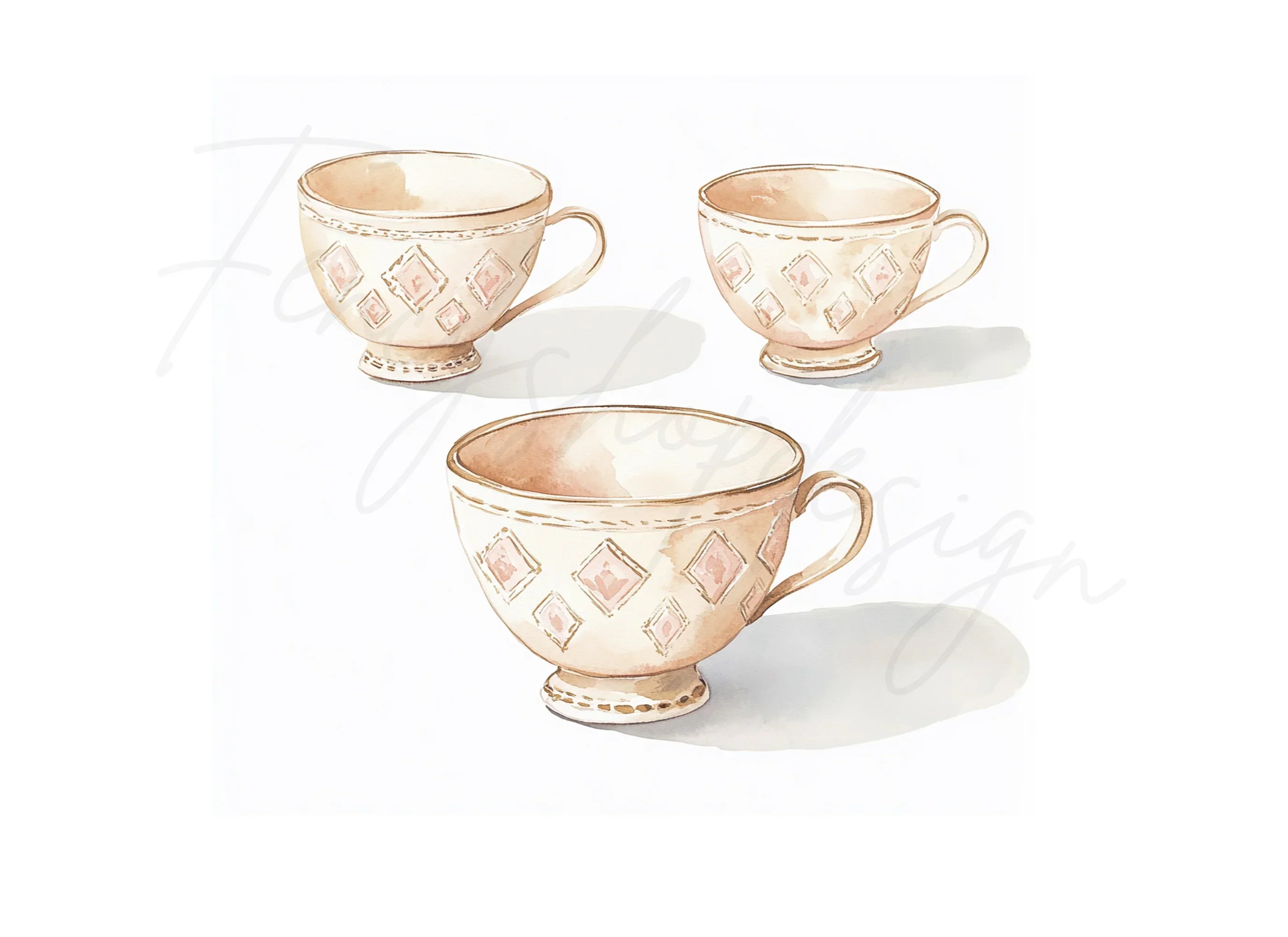 Boho Chic Teacups Clipart Bundle - Image 2