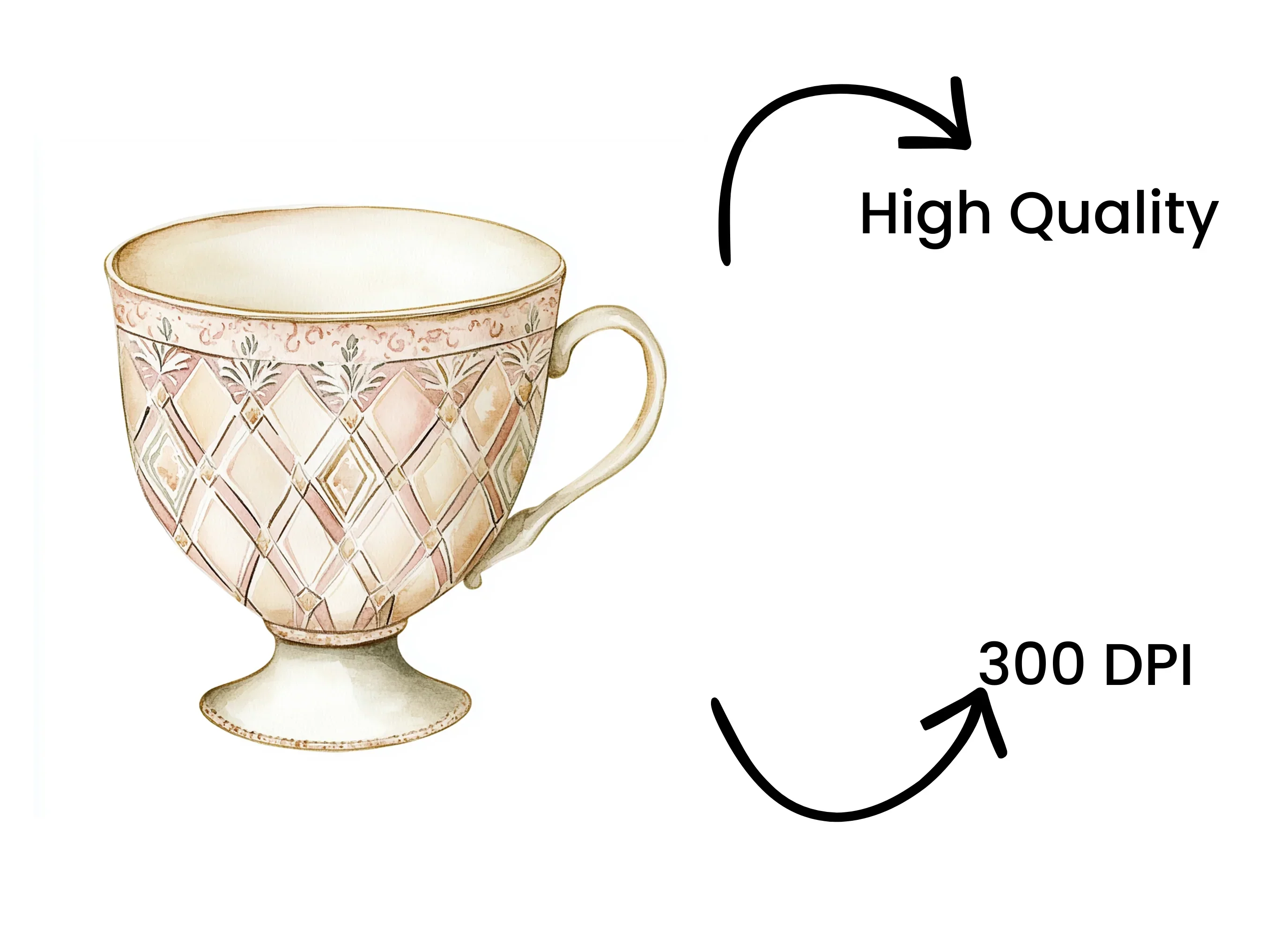 Boho Chic Teacups Clipart Bundle - Image 4