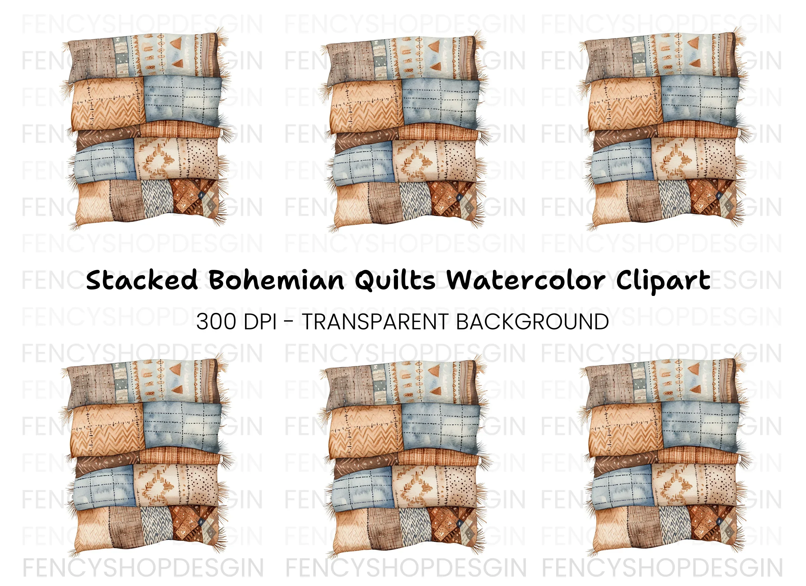 Boho Quilt and Blanket Clipart Bundle