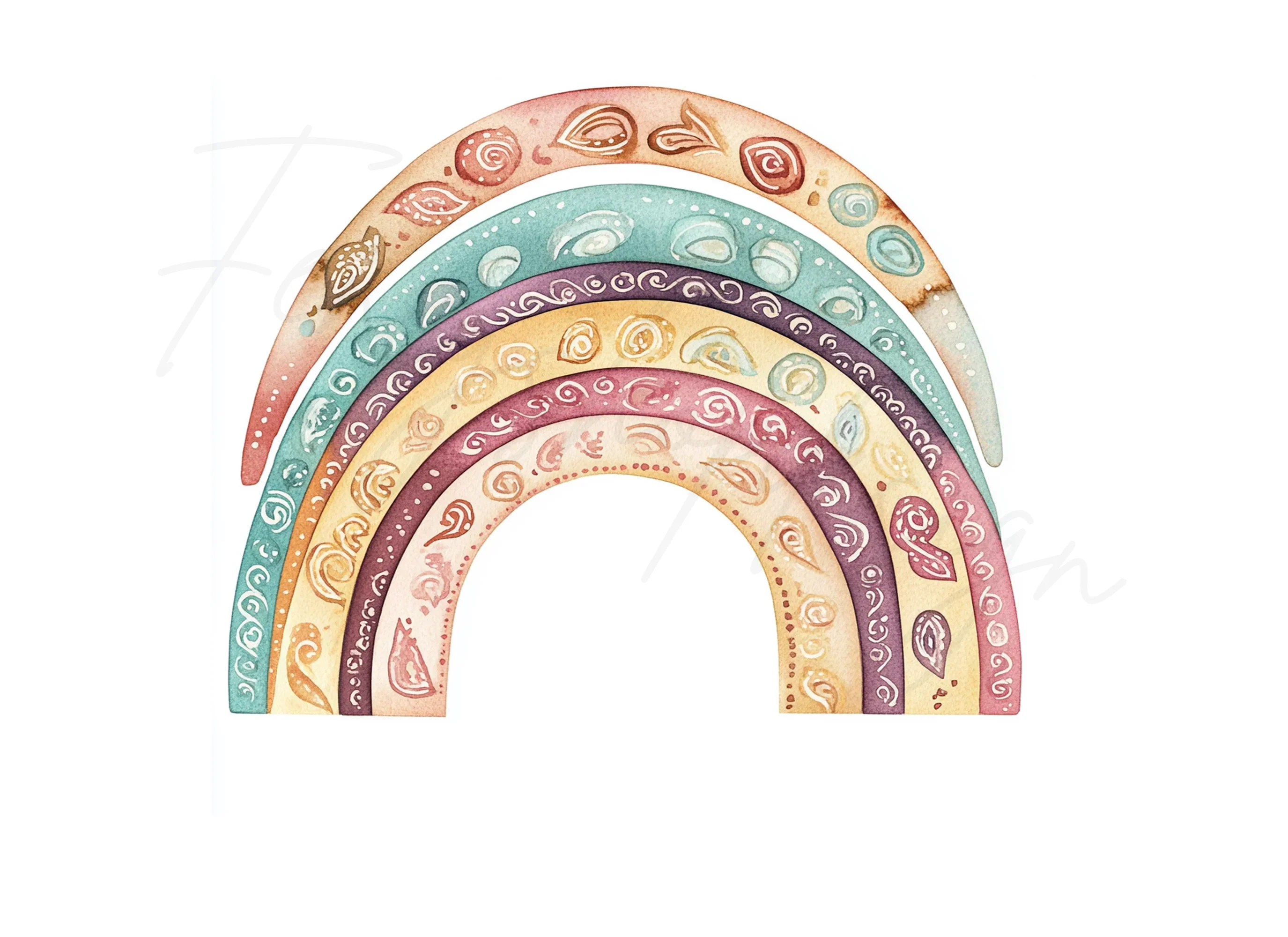 Boho Rainbow Clipart Bundle - Image 3