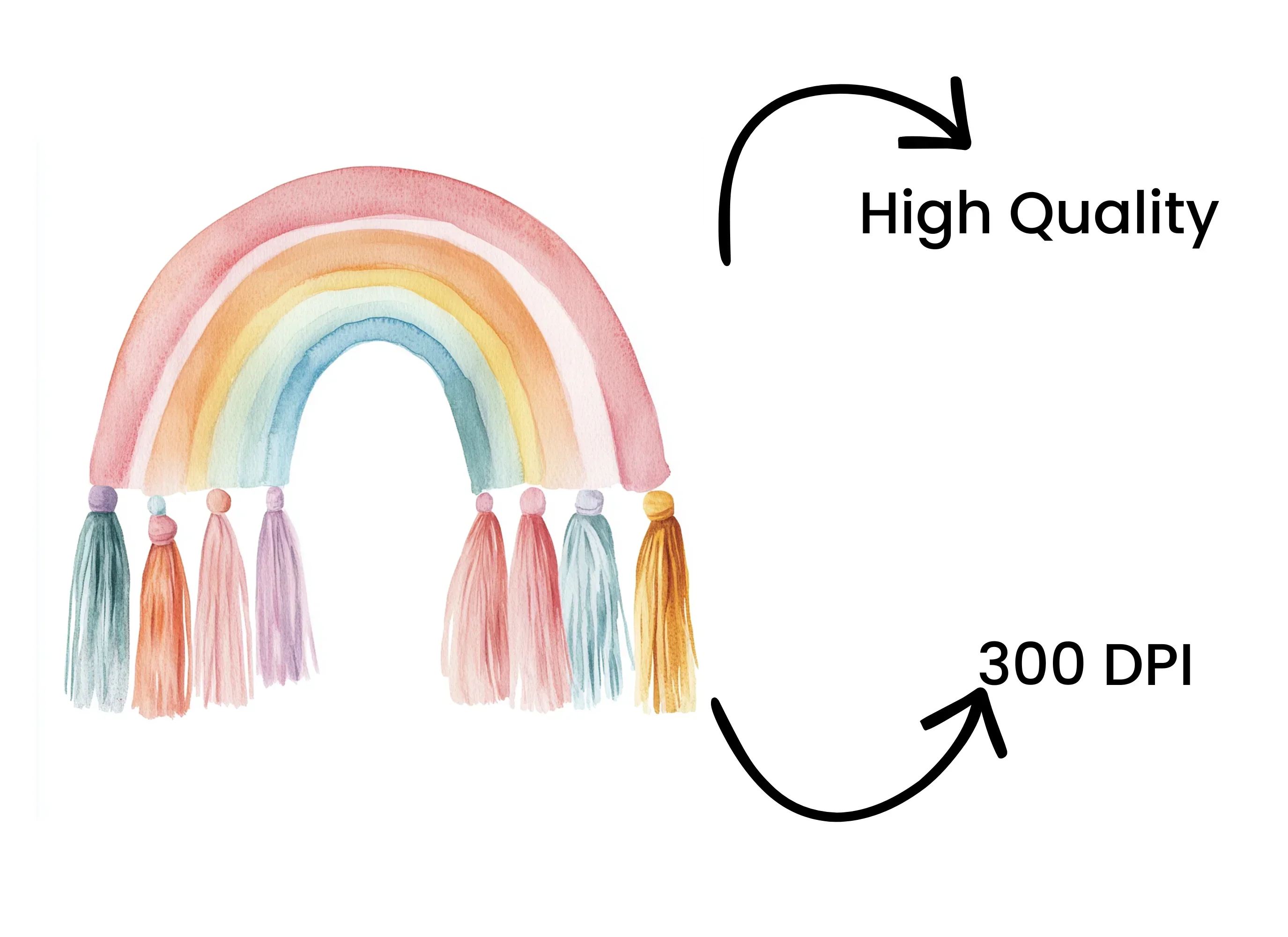 Boho Rainbow Tassels Clipart Bundle - Image 4