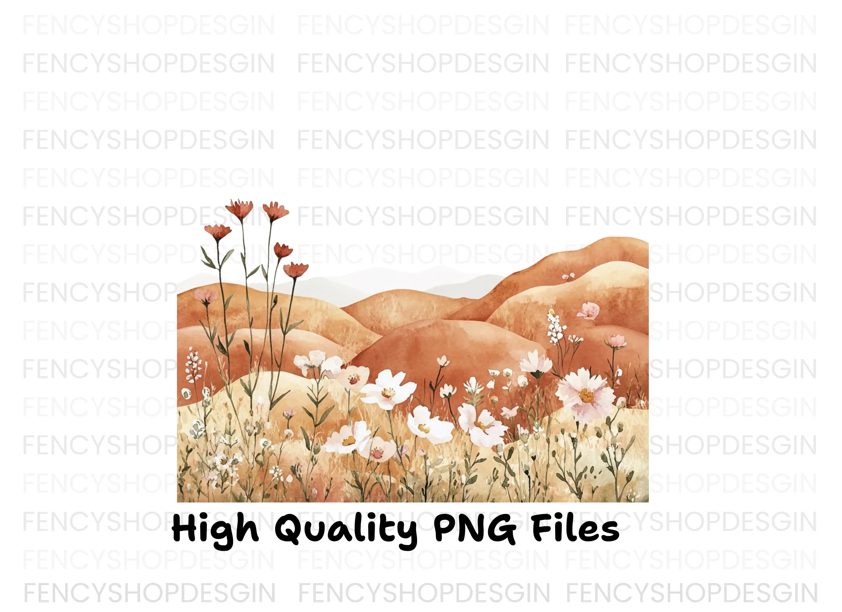 Boho Wildflower Landscape Clipart Bundle - Image 3