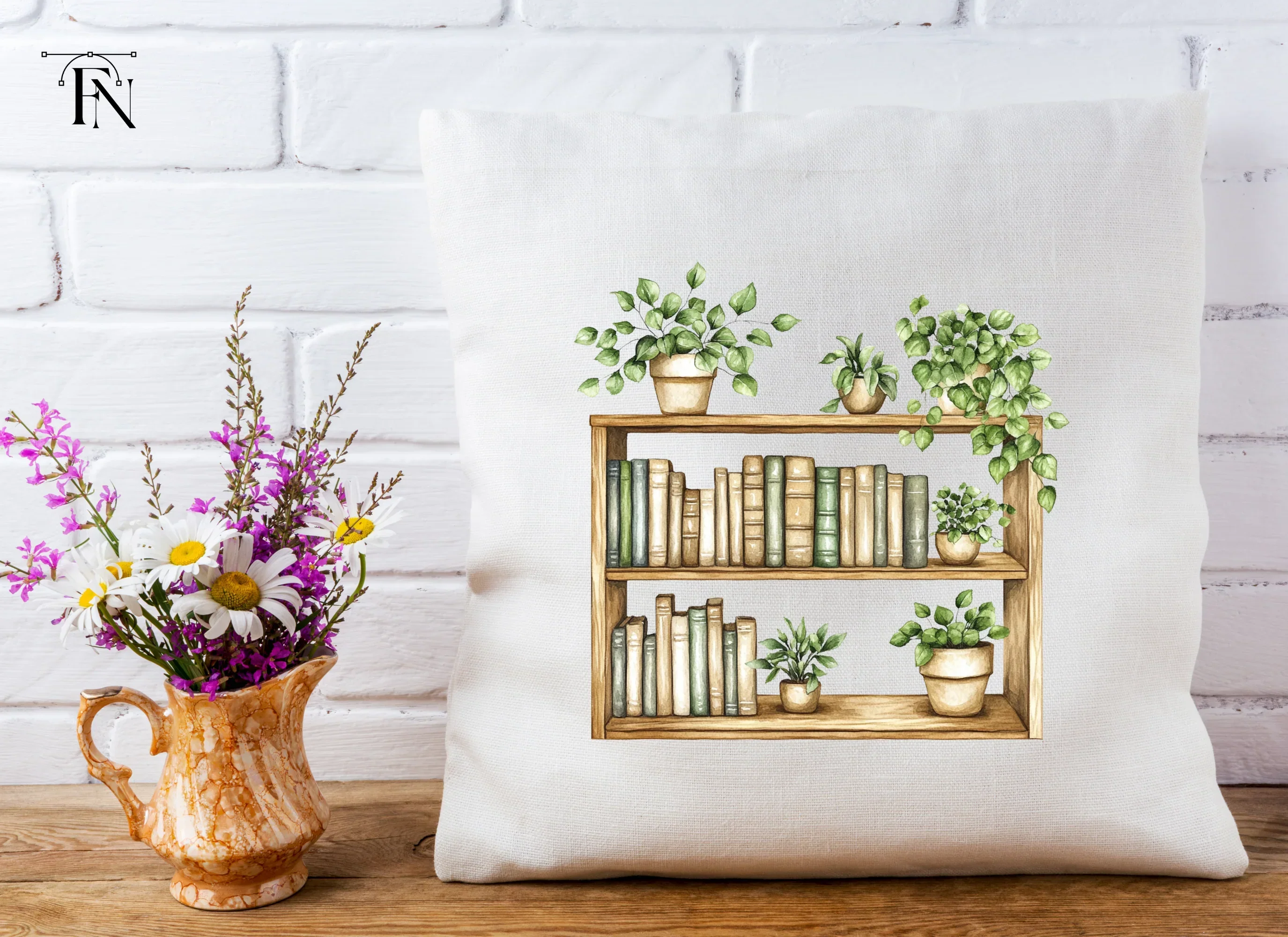 Bookshelf with Potted Plants Clipart Bundle - Image 3
