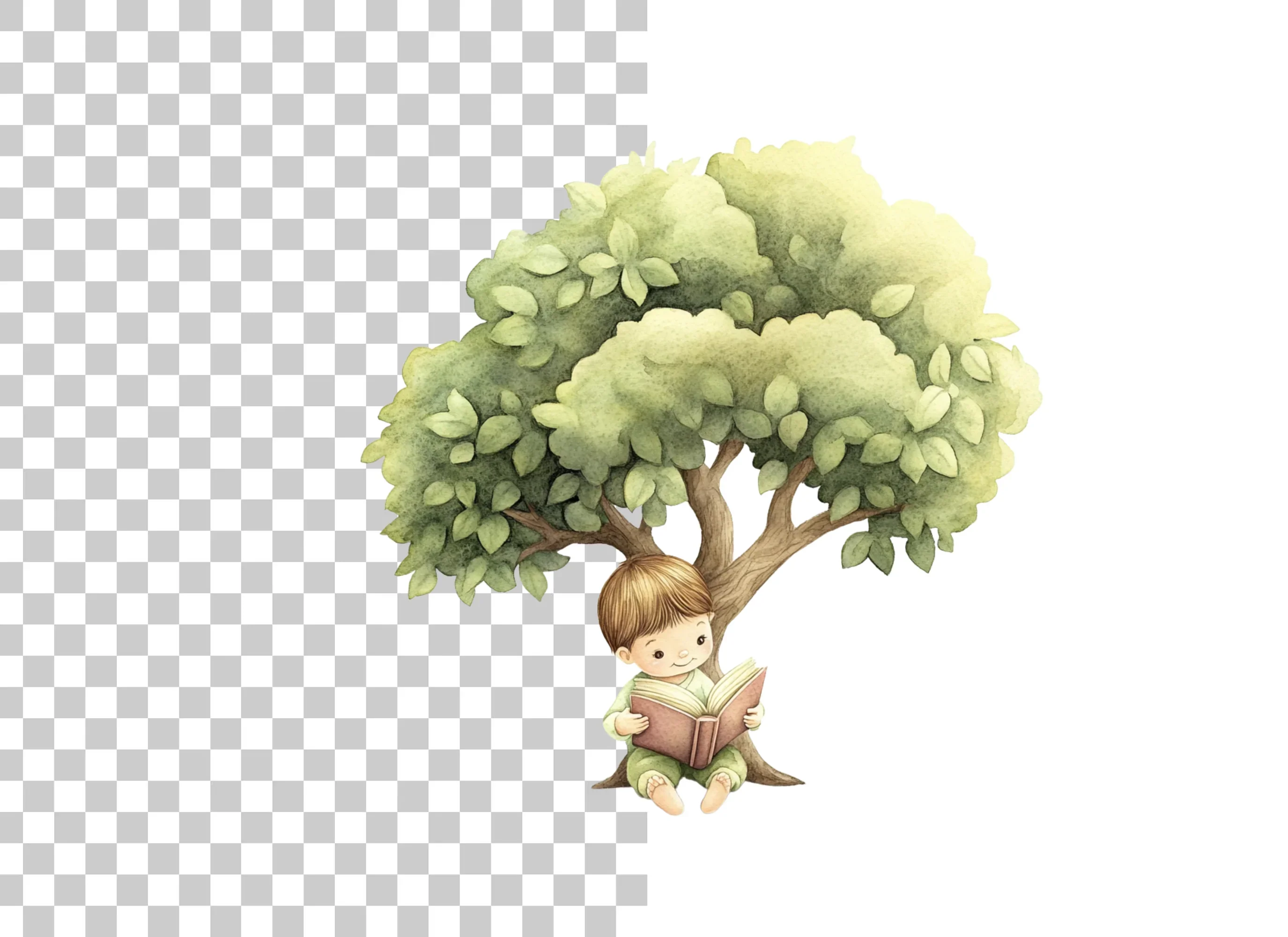 Boy Reading Under Tree Clipart Bundle - Image 2