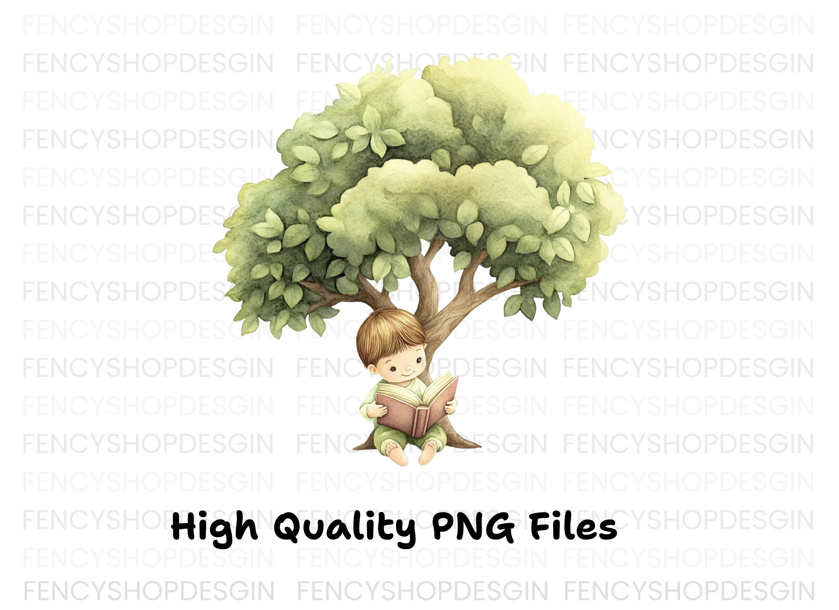 Boy Reading Under Tree Clipart Bundle - Image 3