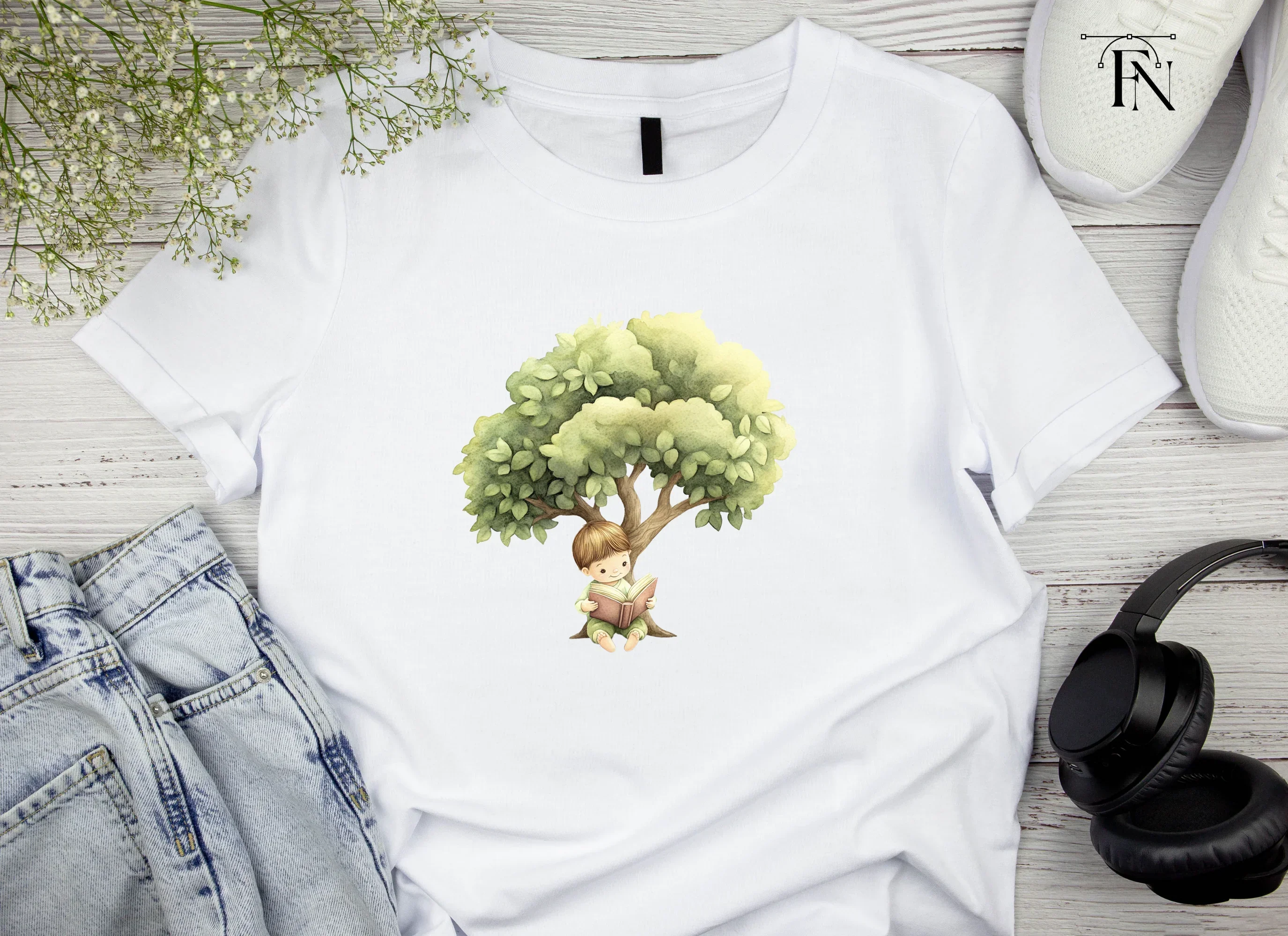 Boy Reading Under Tree Clipart Bundle - Image 4