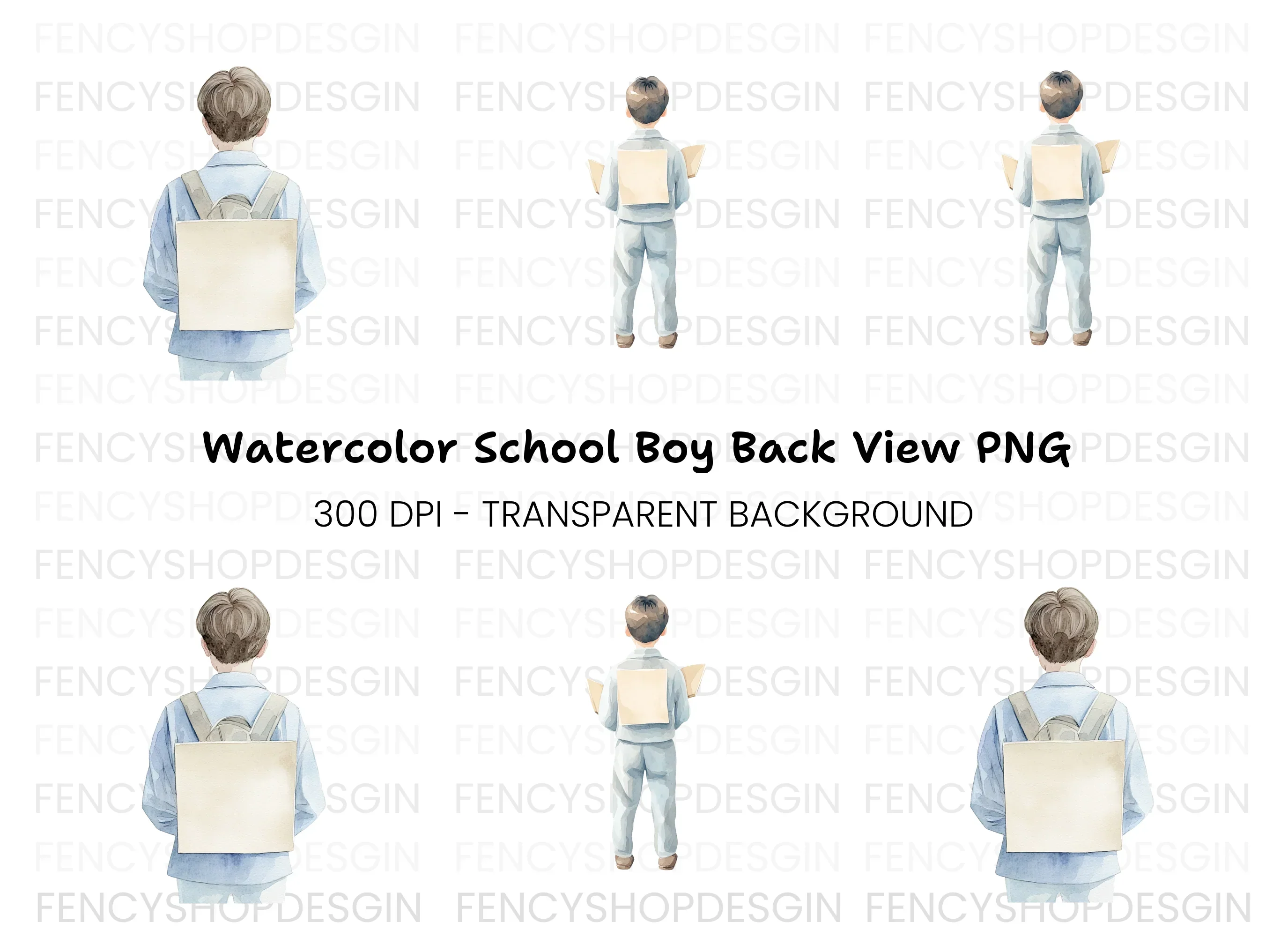 Boy With Backpack Clipart Bundle