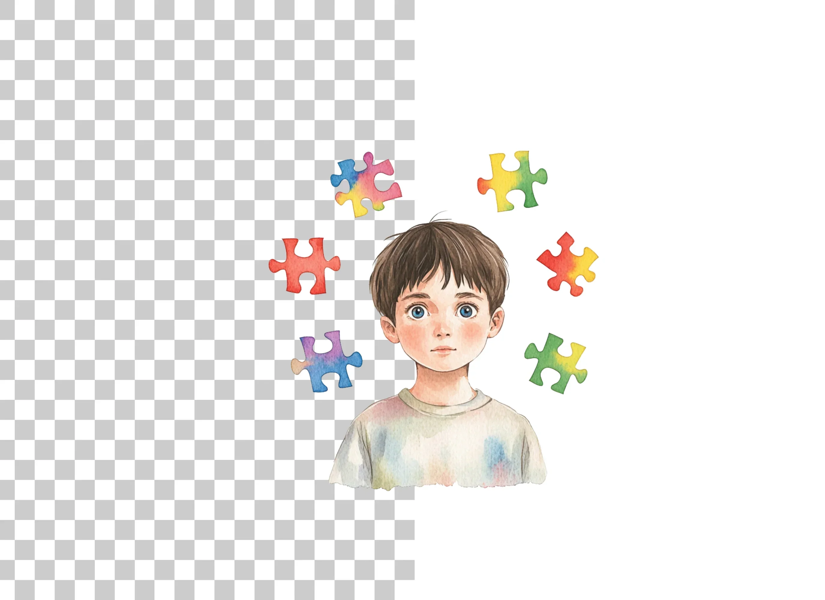 Boy with Puzzle Pieces Clipart Bundle - Image 2