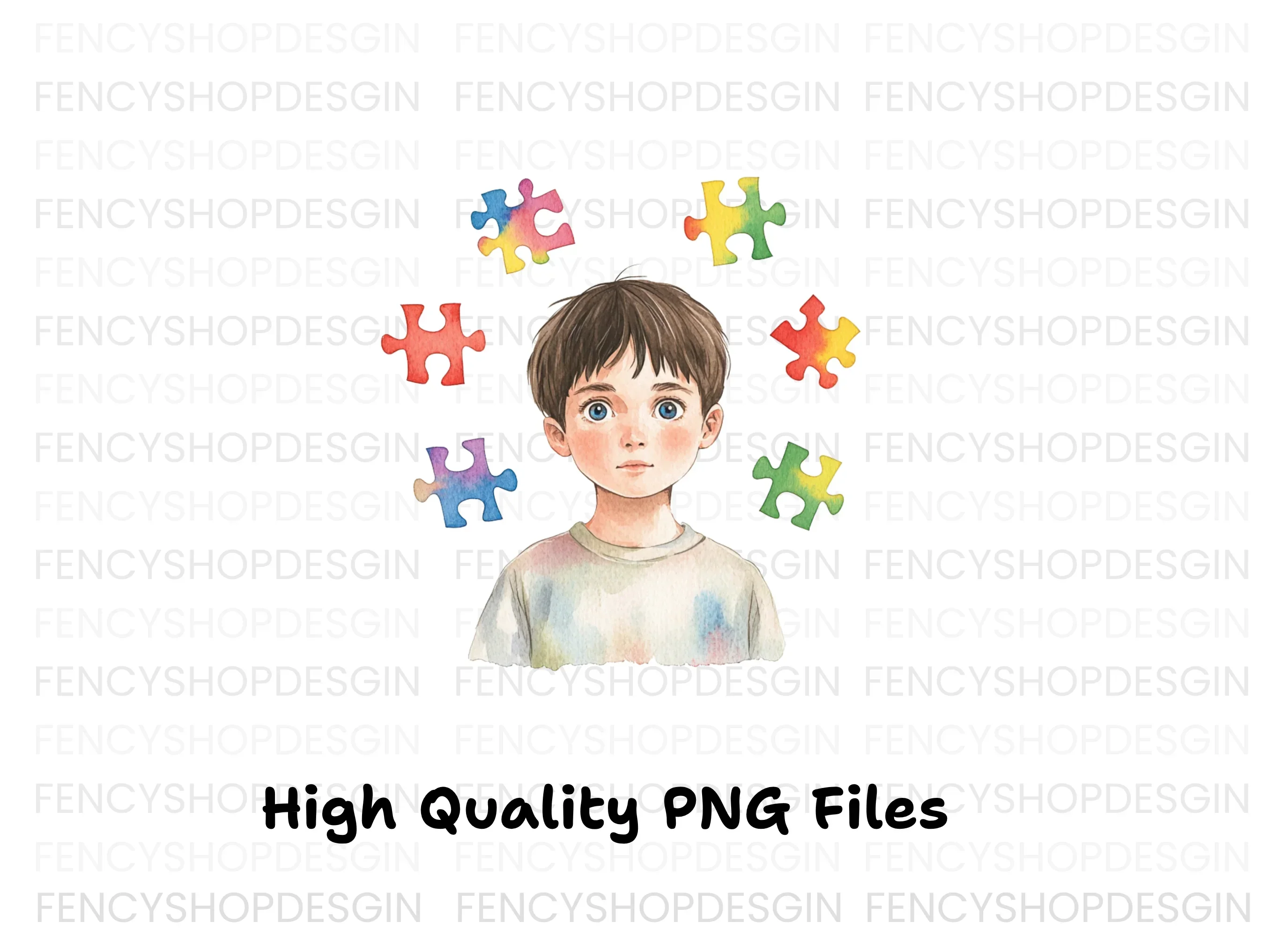 Boy with Puzzle Pieces Clipart Bundle - Image 3