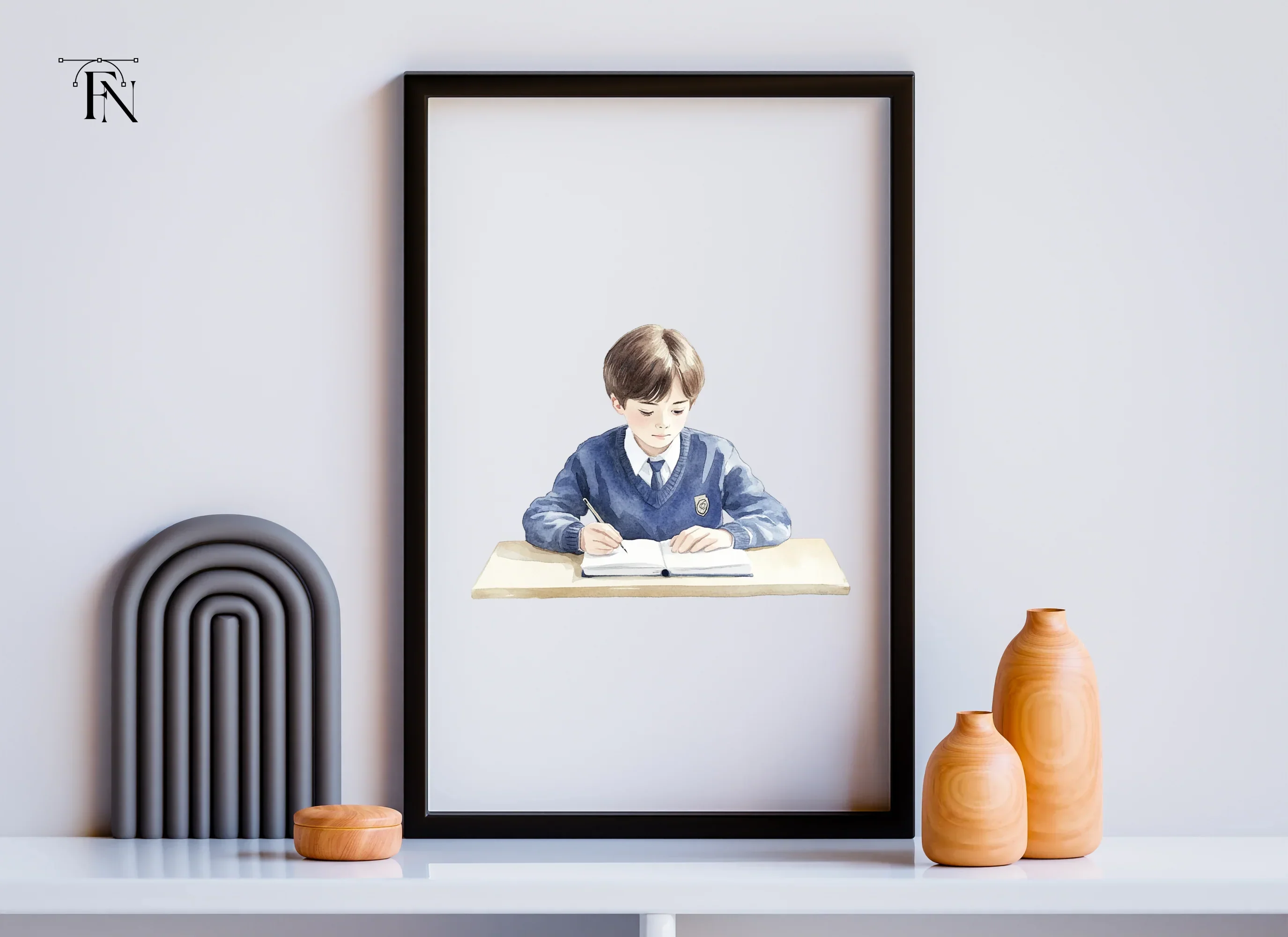 Boys Studying at Desk Clipart Bundle - Image 3