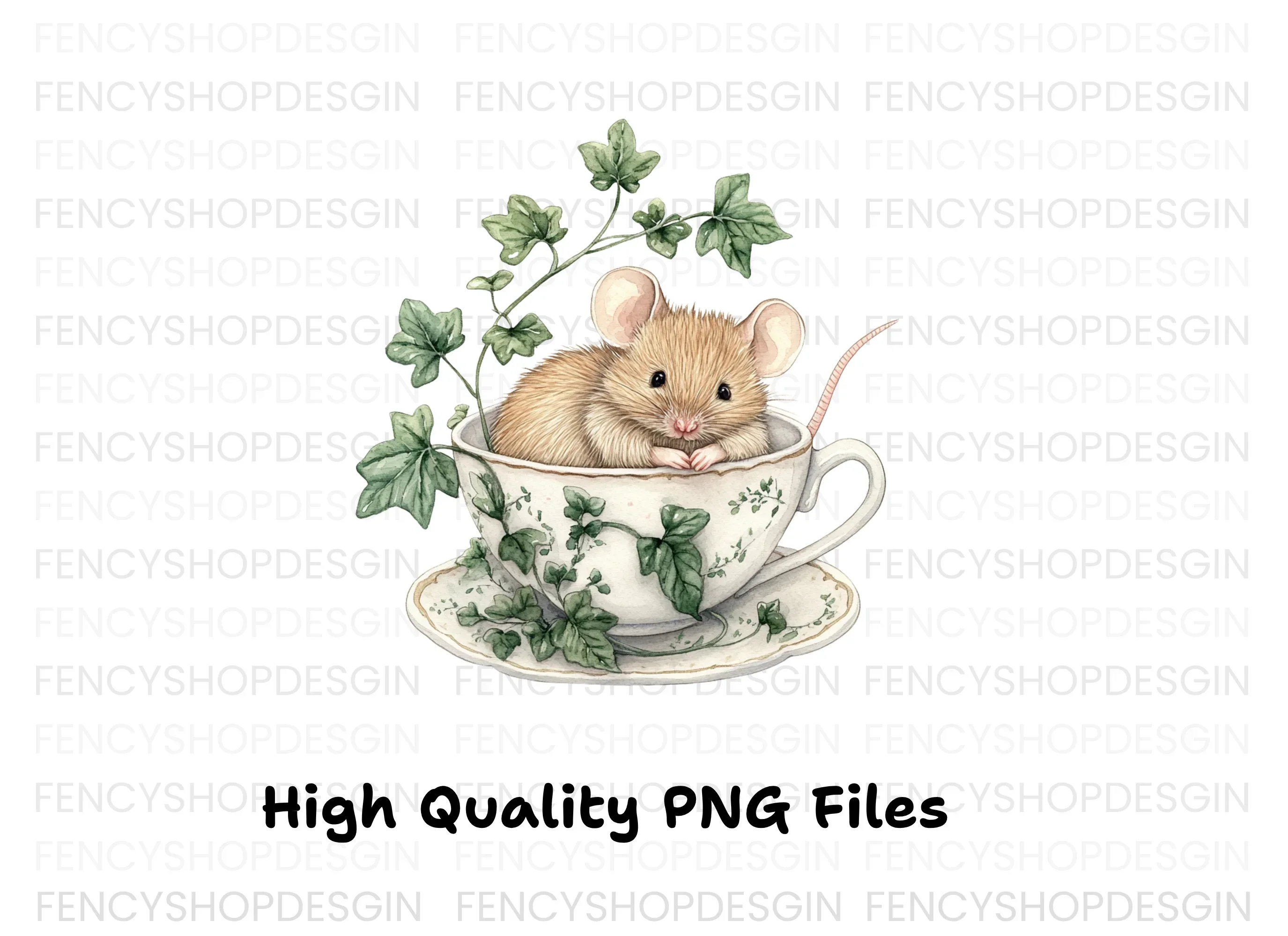 Brown Mice in Teacups Clipart Bundle - Image 4