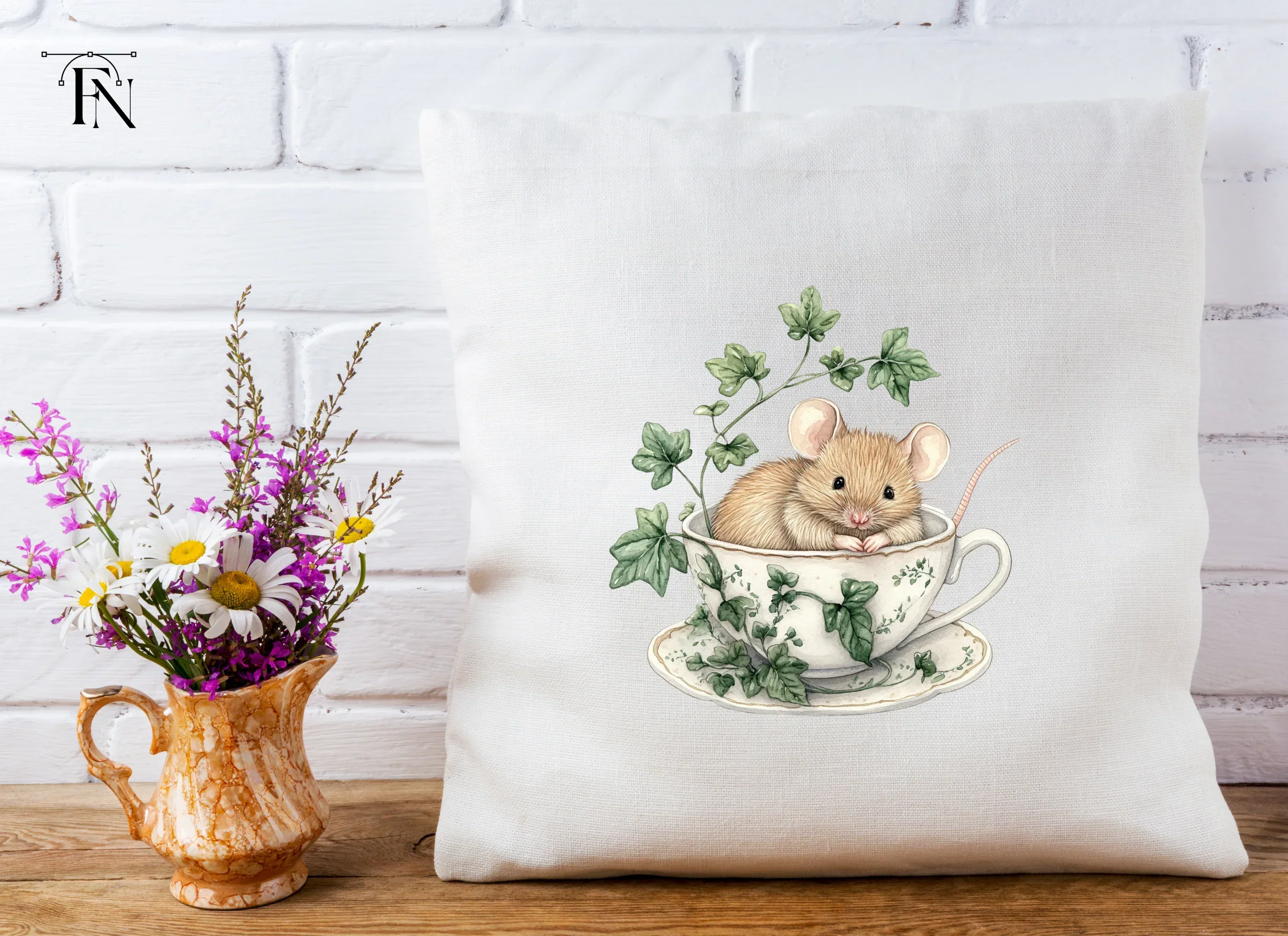 Brown Mice in Teacups Clipart Bundle - Image 5