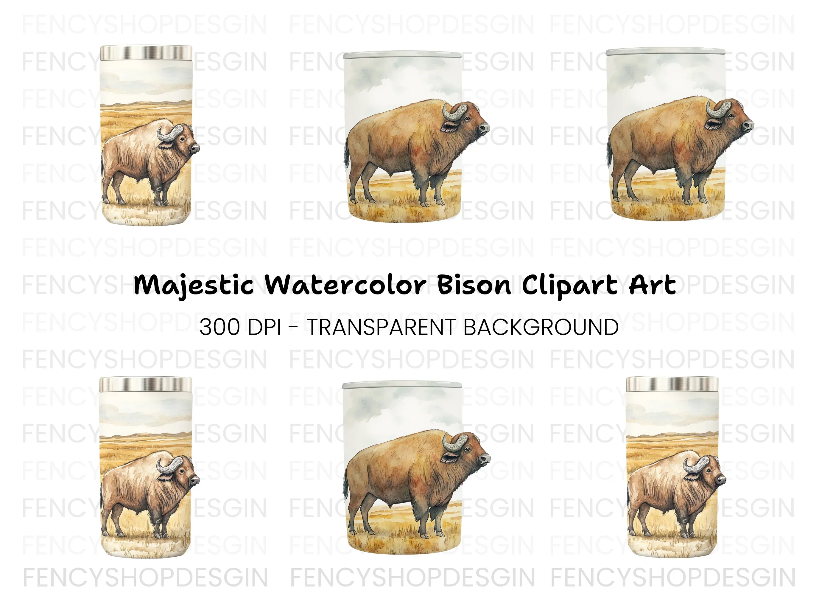 Buffalo Tumbler Clipart Bundle