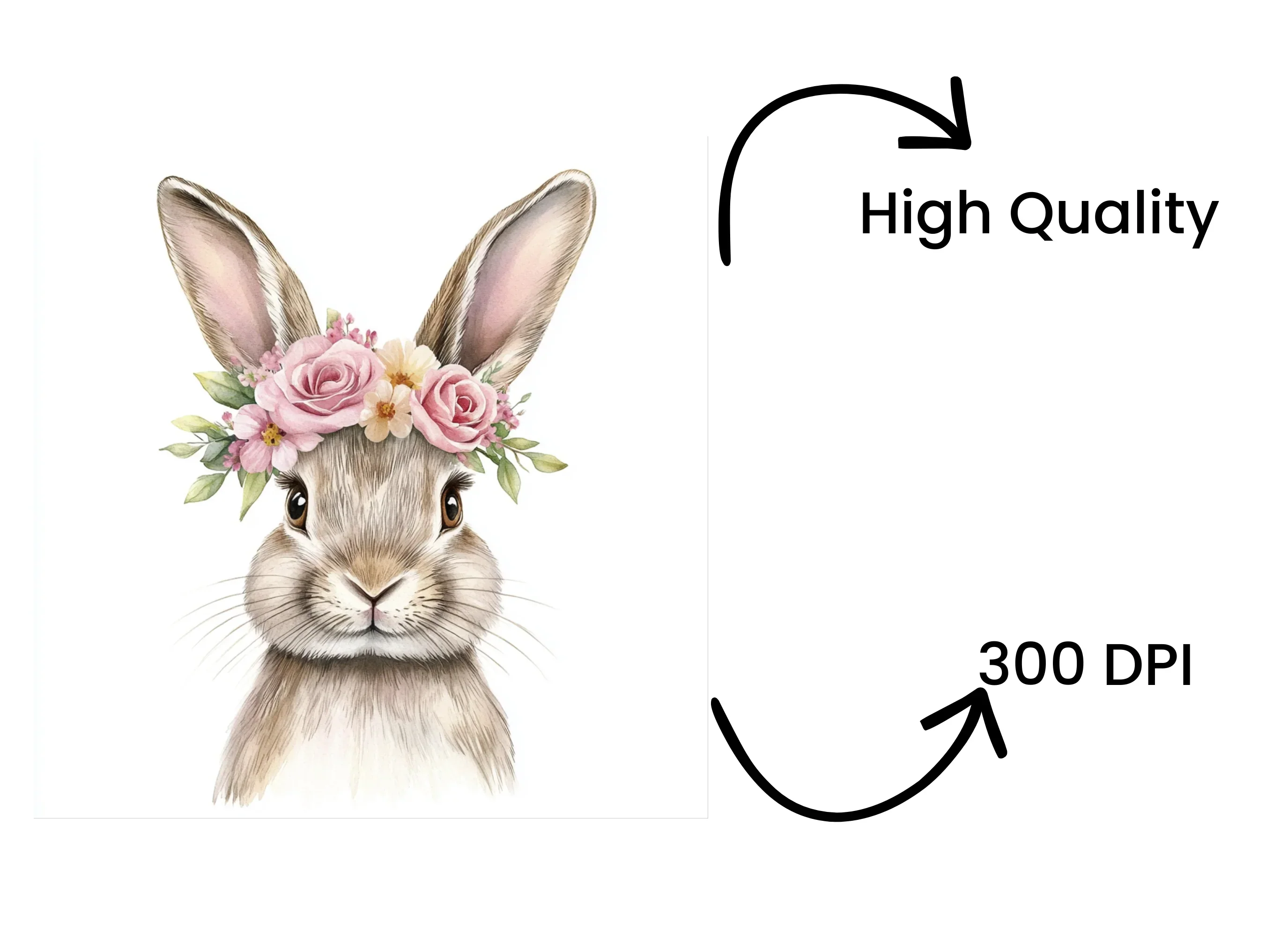 Bunny Faces with Flower Crowns Clipart Bundle - Image 4