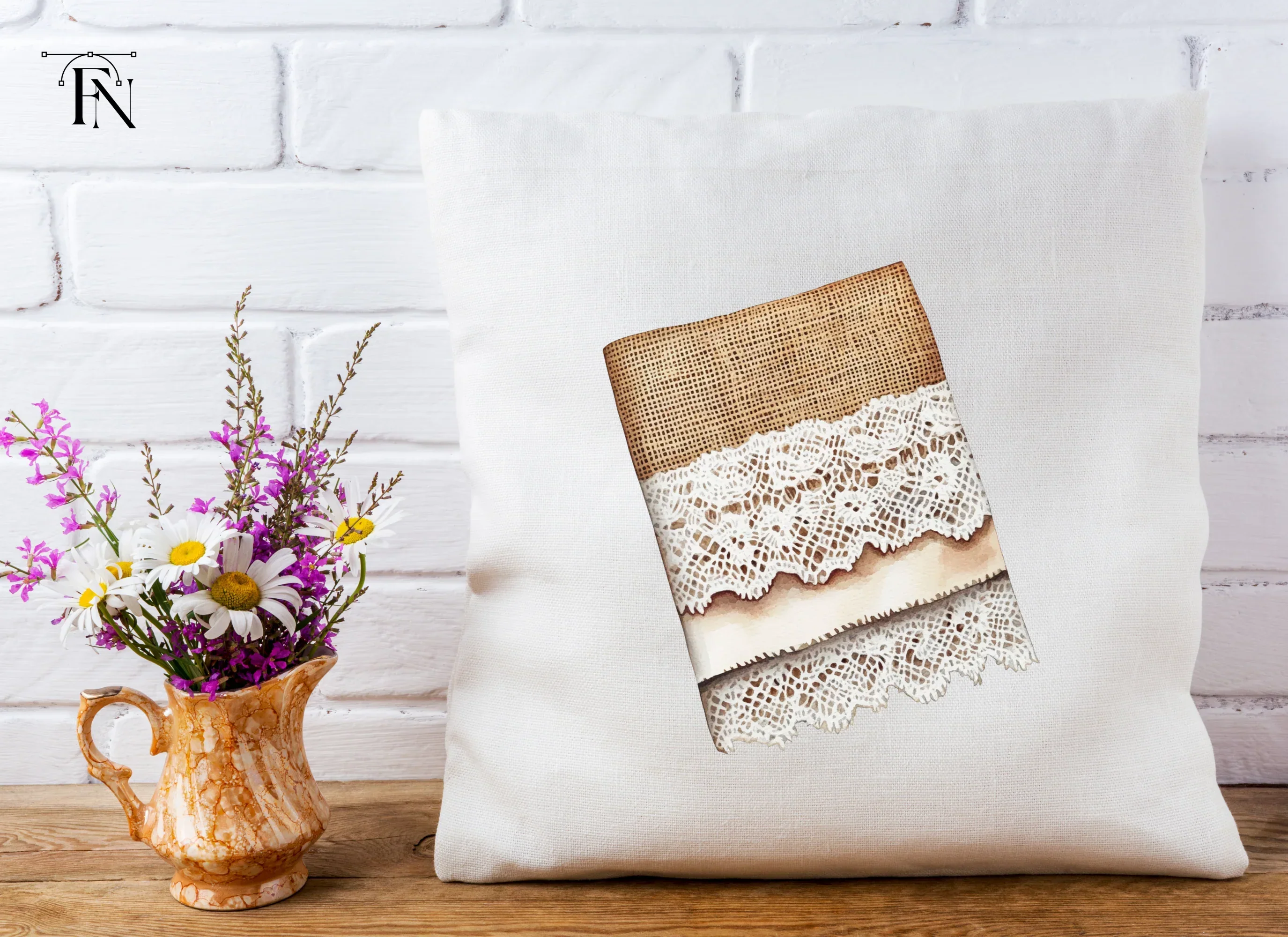 Burlap and Lace Border Clipart Bundle - Image 5